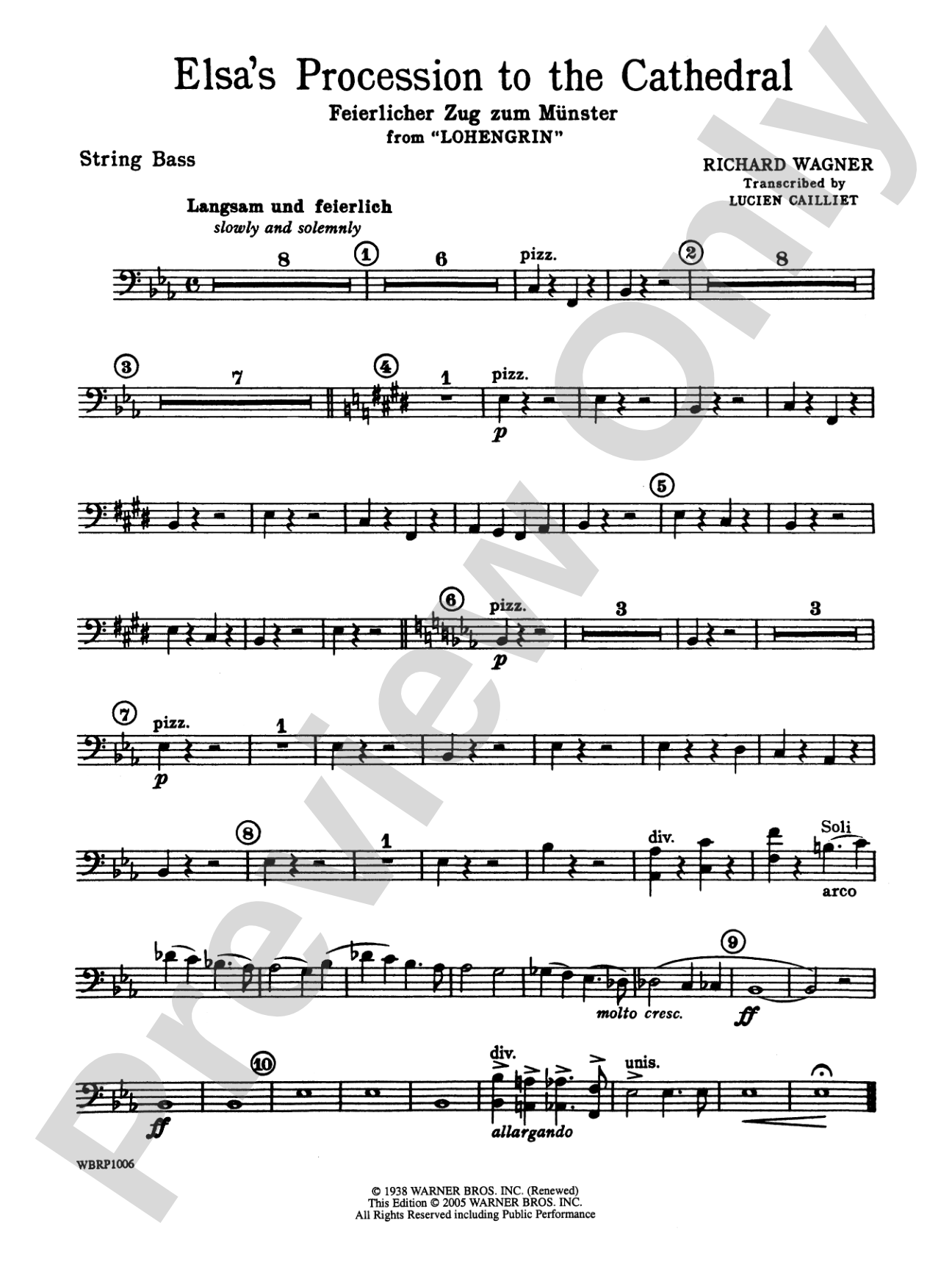 Elsa's Procession to the Cathedral: String Bass