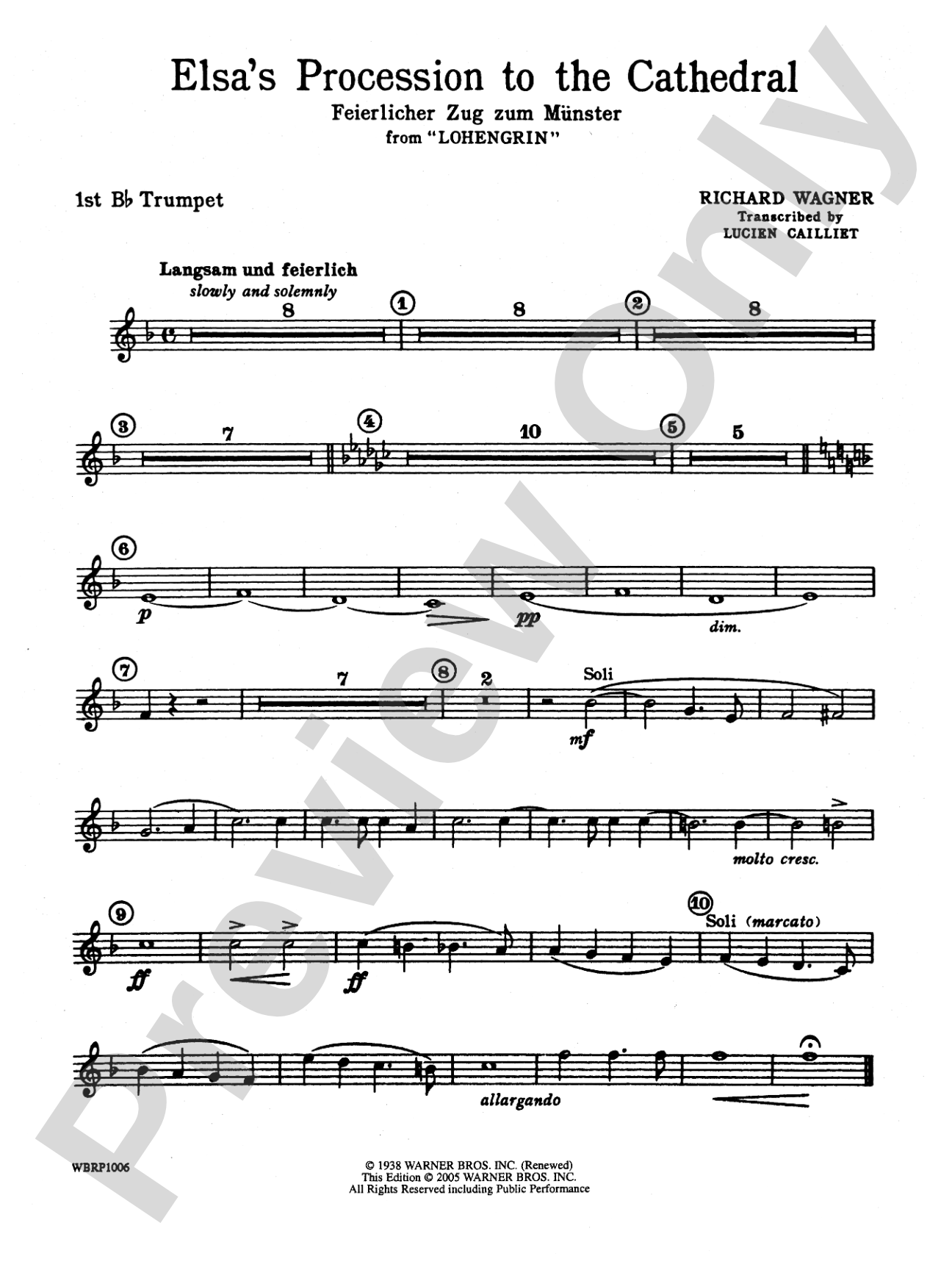 Elsa's Procession to the Cathedral: 1st B-flat Trumpet
