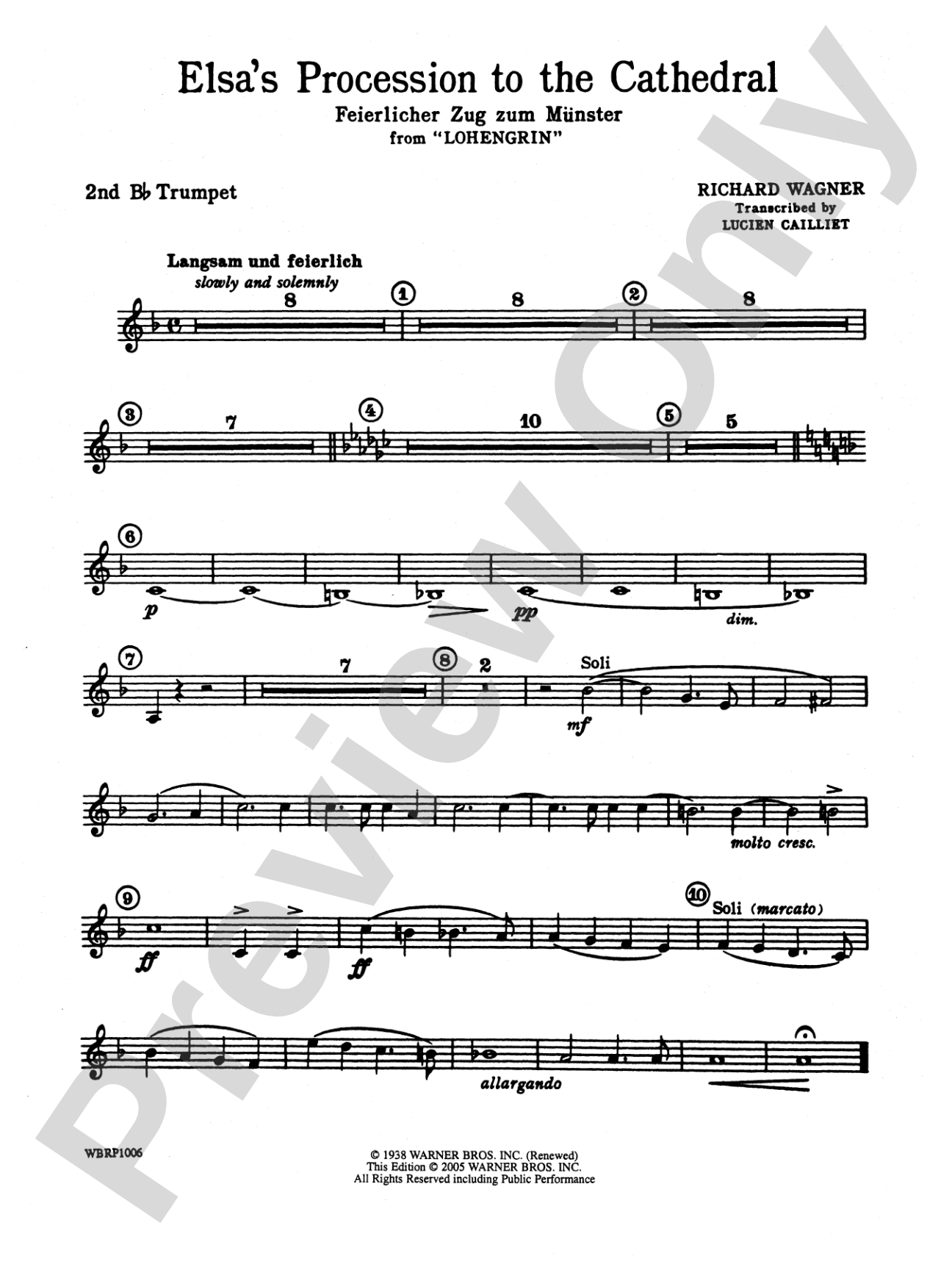 Elsa's Procession to the Cathedral: 2nd B-flat Trumpet