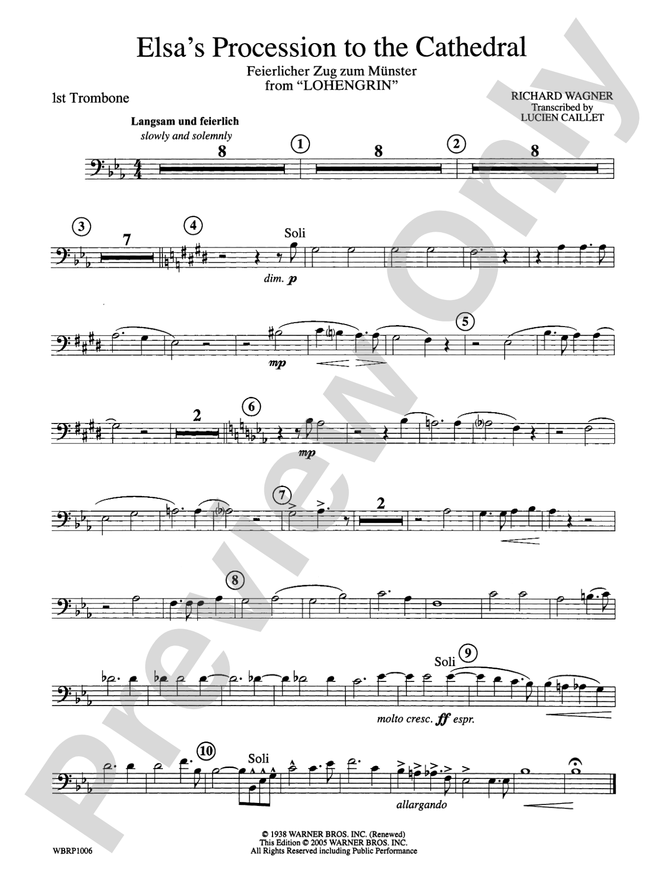 Elsa's Procession to the Cathedral: 1st Trombone