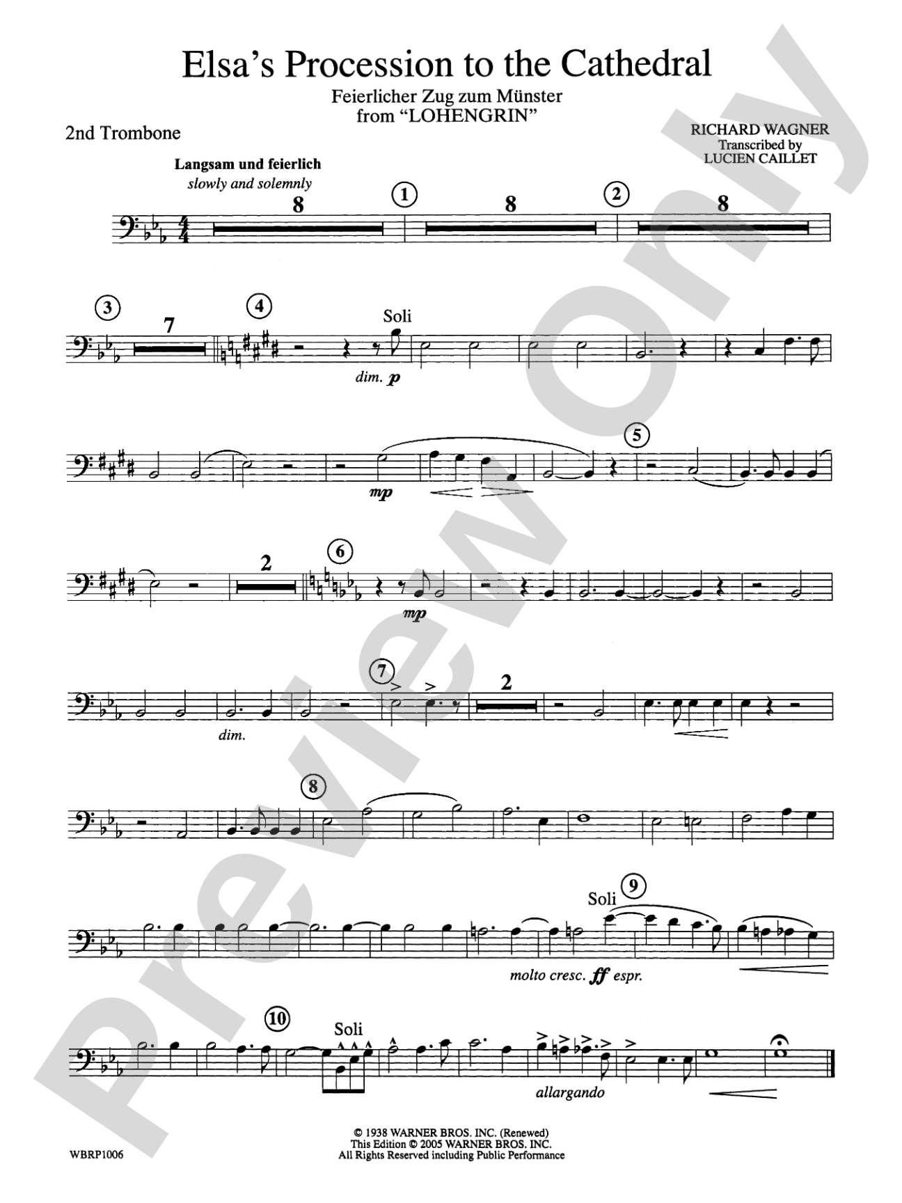 Elsa's Procession to the Cathedral: 2nd Trombone