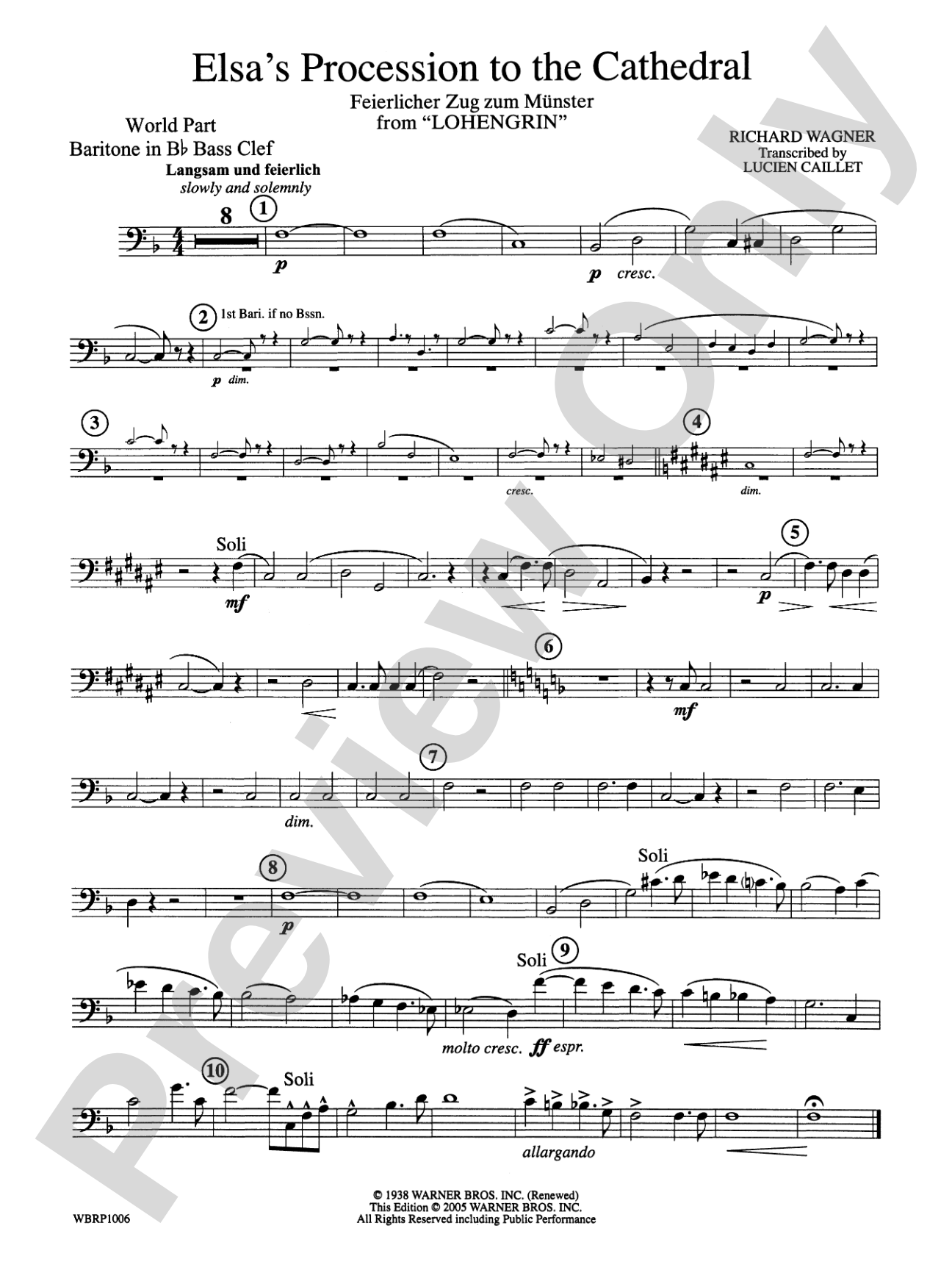 Elsa's Procession to the Cathedral: (wp) B-flat Baritone B.C.