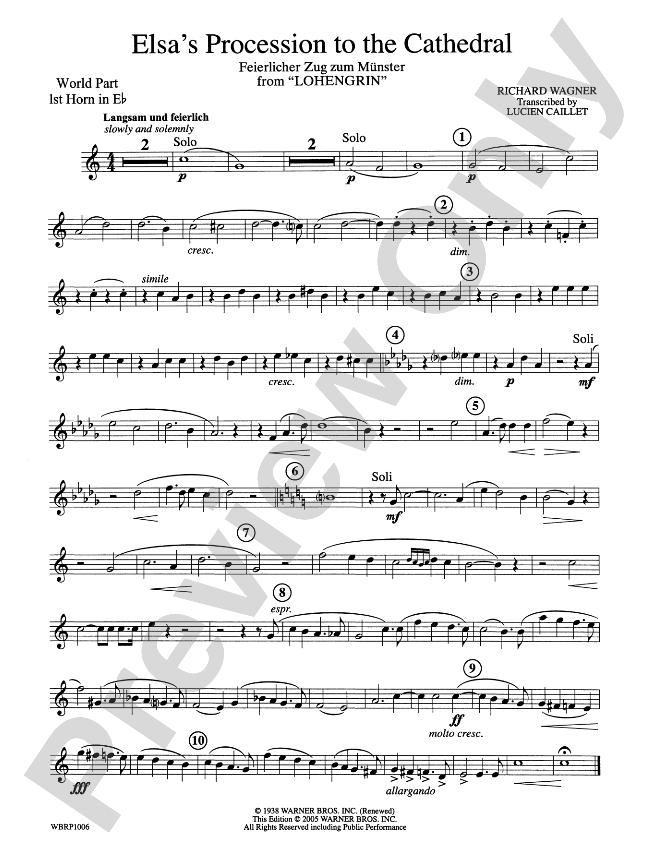 Elsa's Procession to the Cathedral: (wp) 1st Horn in E-flat