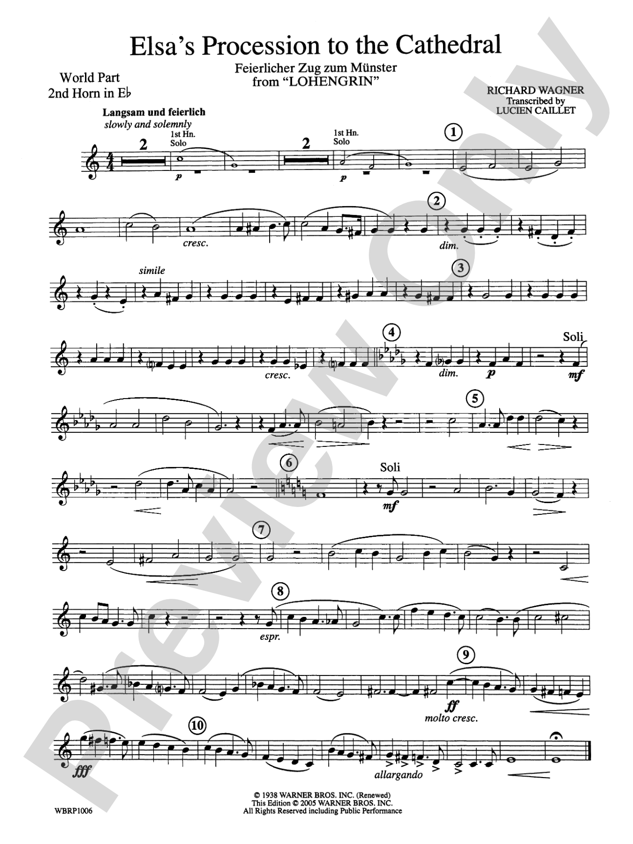 Elsa's Procession to the Cathedral: (wp) 2nd Horn in E-flat