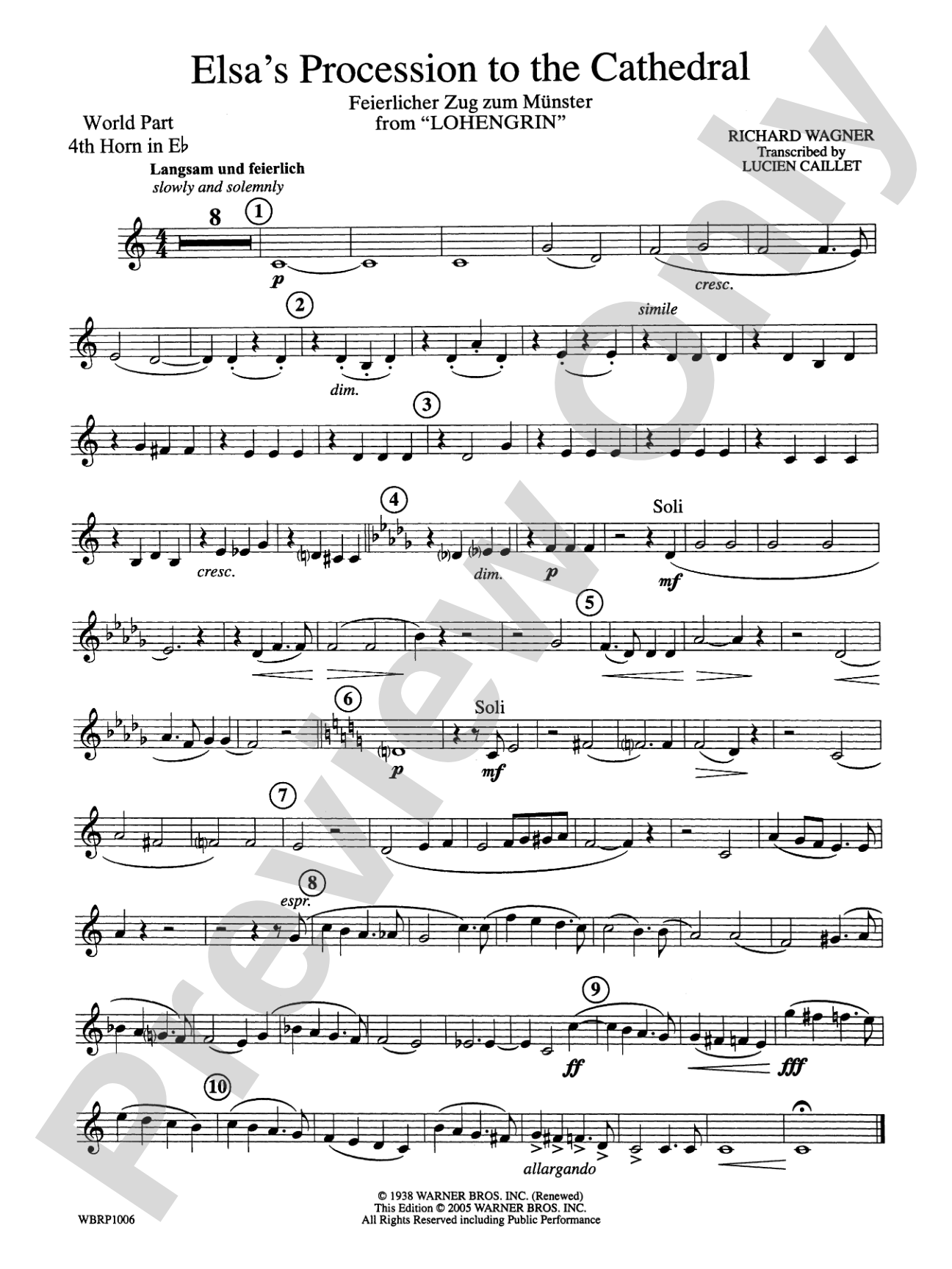 Elsa's Procession to the Cathedral: (wp) 4th Horn in E-flat