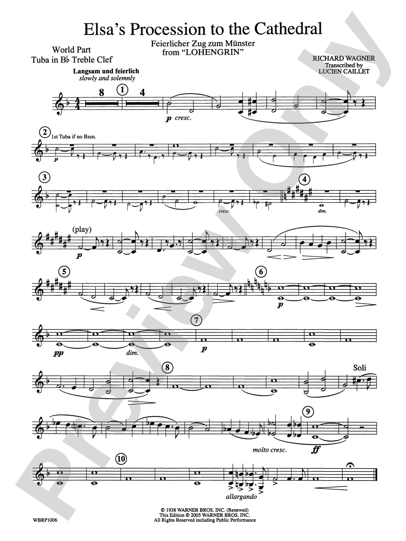 Elsa's Procession to the Cathedral: (wp) B-flat Tuba T.C.