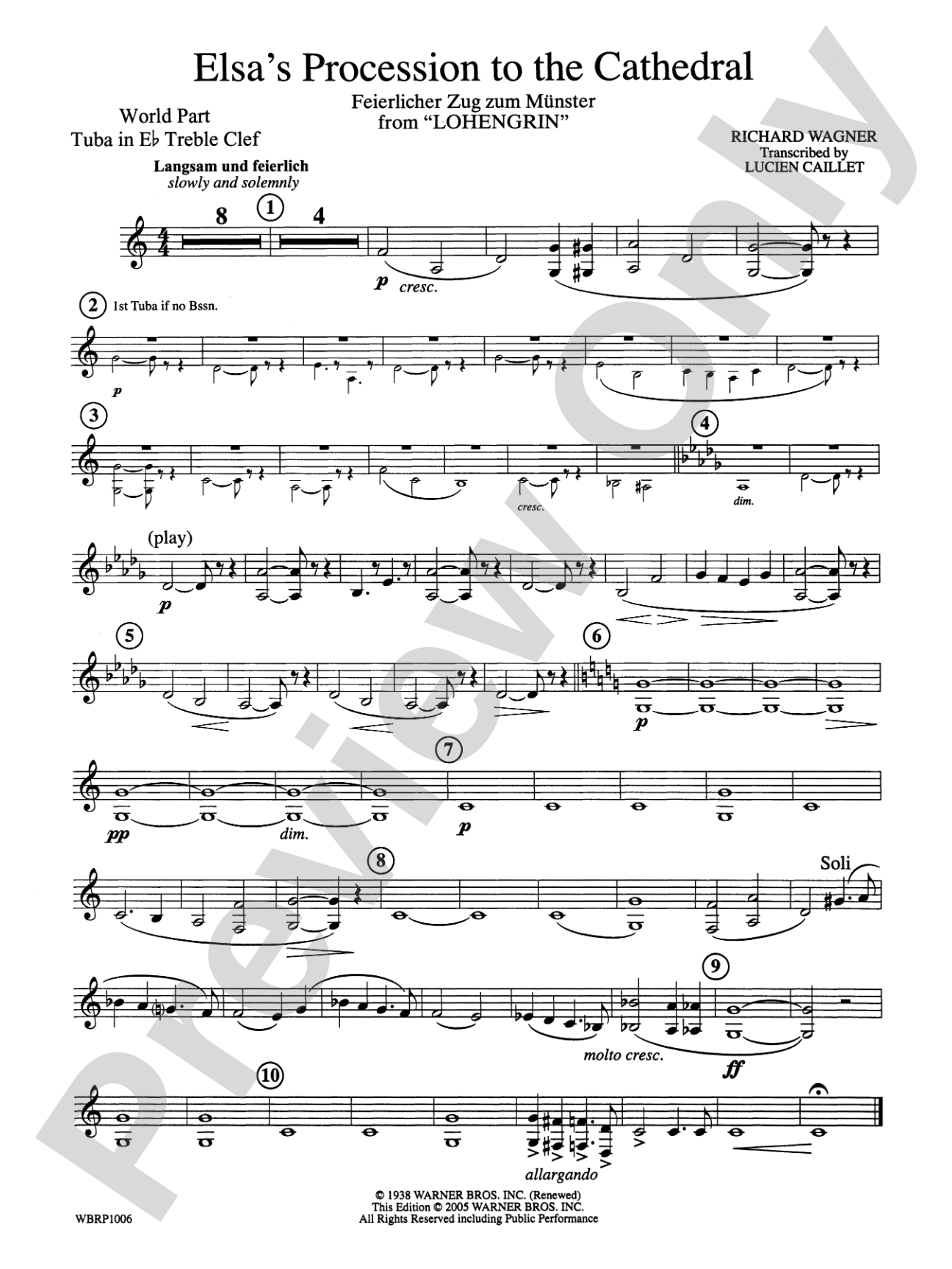 Elsa's Procession to the Cathedral: (wp) E-flat Tuba T.C.