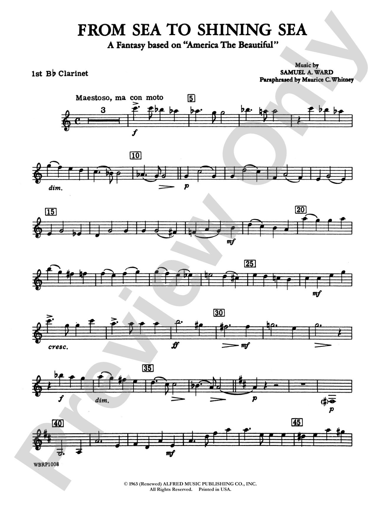 From Sea to Shining Sea (A Fantasy Based on "America the Beautiful"): 1st B-flat Clarinet