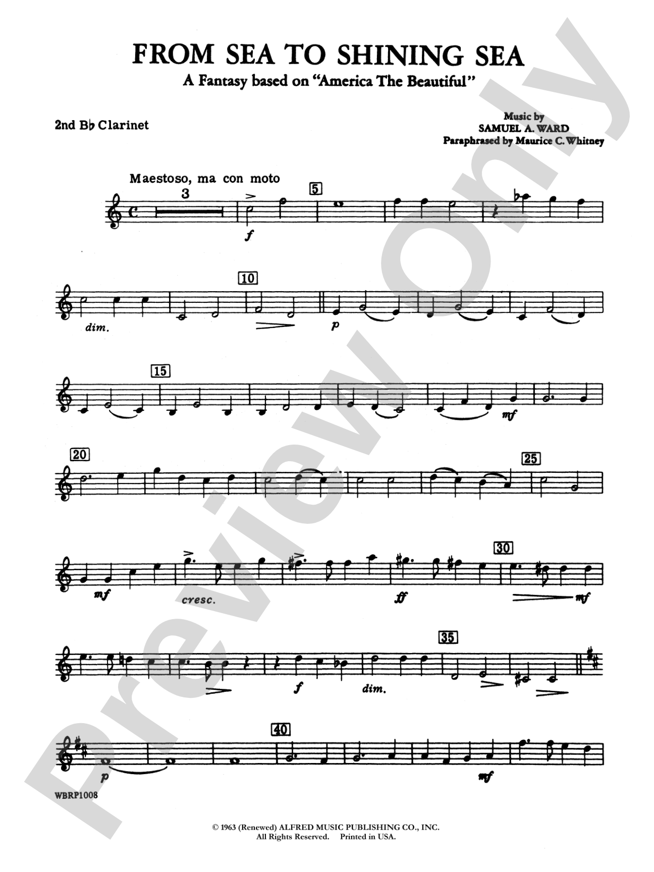 From Sea to Shining Sea (A Fantasy Based on "America the Beautiful"): 2nd B-flat Clarinet