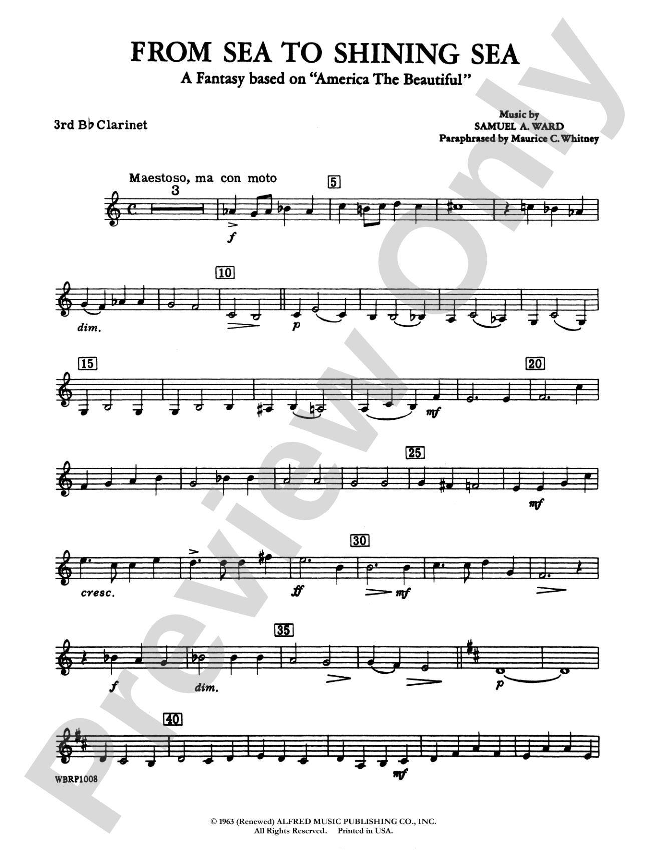 From Sea to Shining Sea (A Fantasy Based on "America the Beautiful"): 3rd B-flat Clarinet