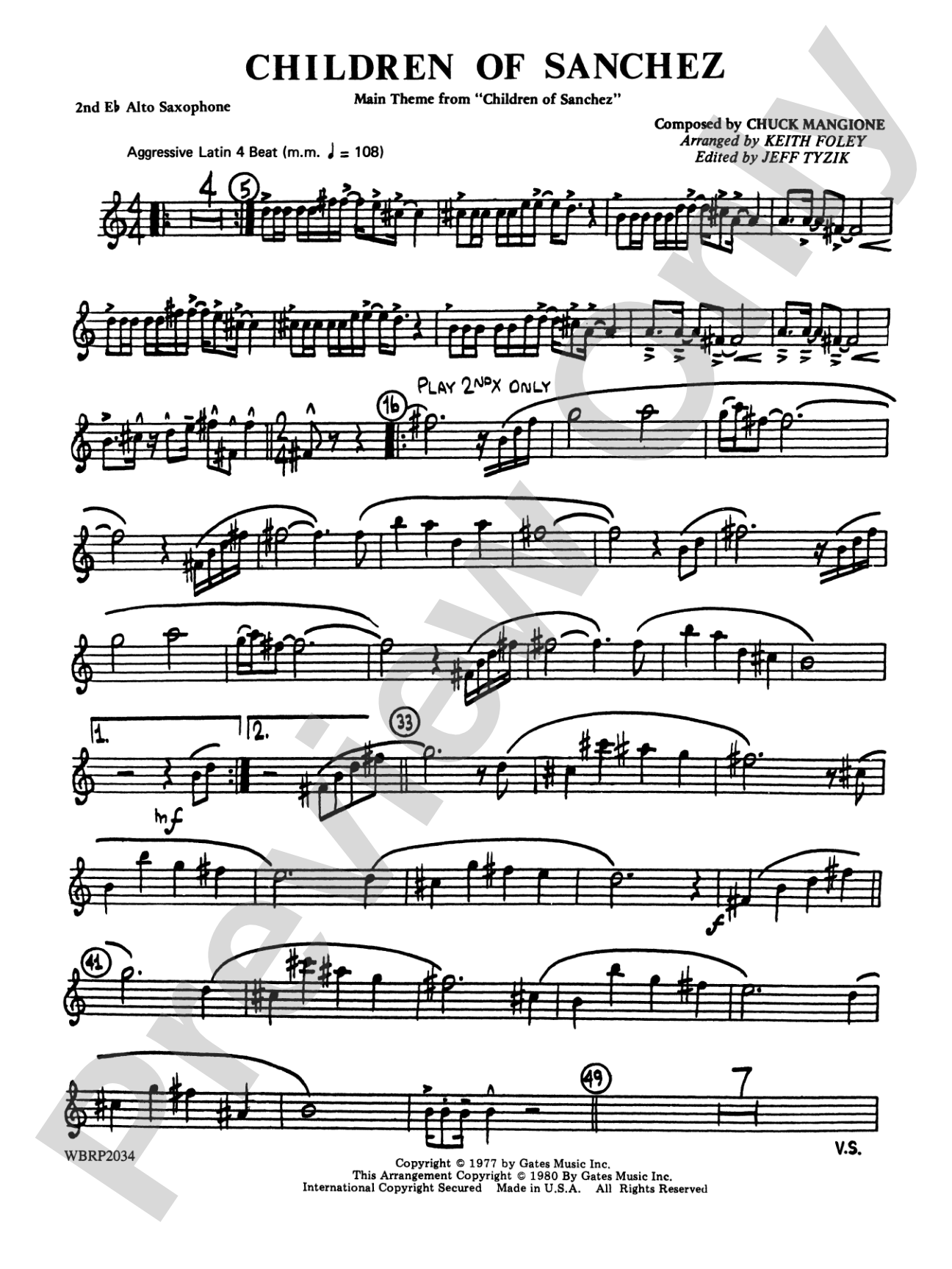 Children of Sanchez: 2nd E-flat Alto Saxophone