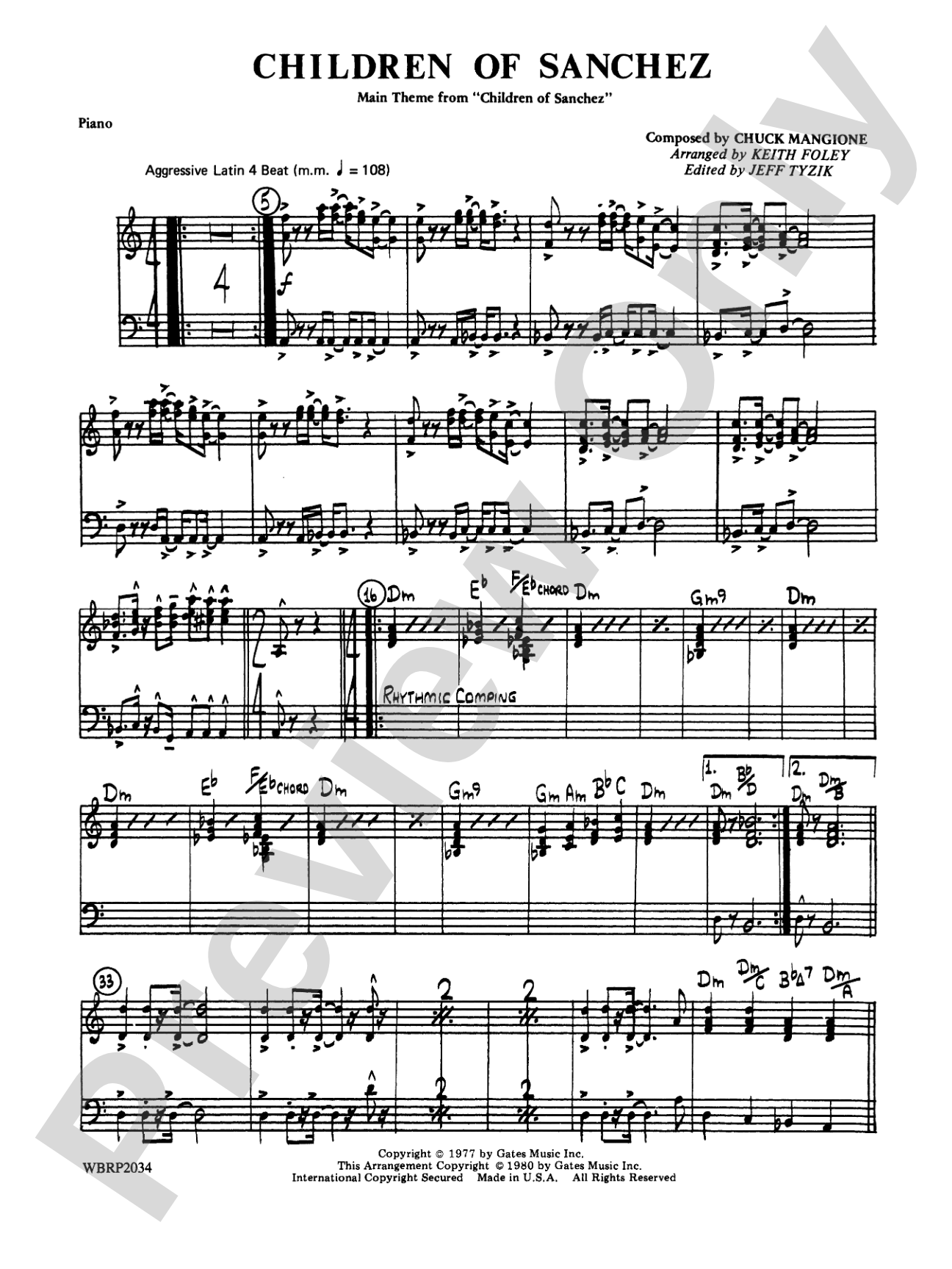 Children of Sanchez: Piano Accompaniment