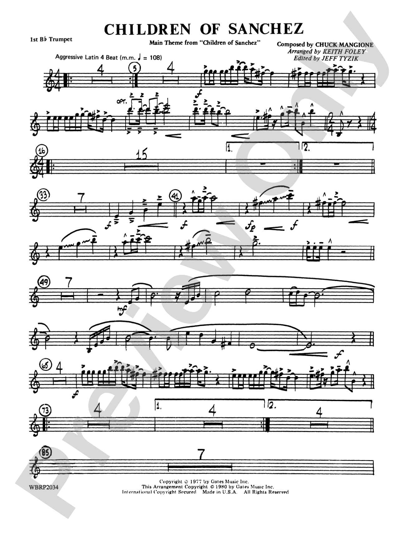 Children of Sanchez: 1st B-flat Trumpet