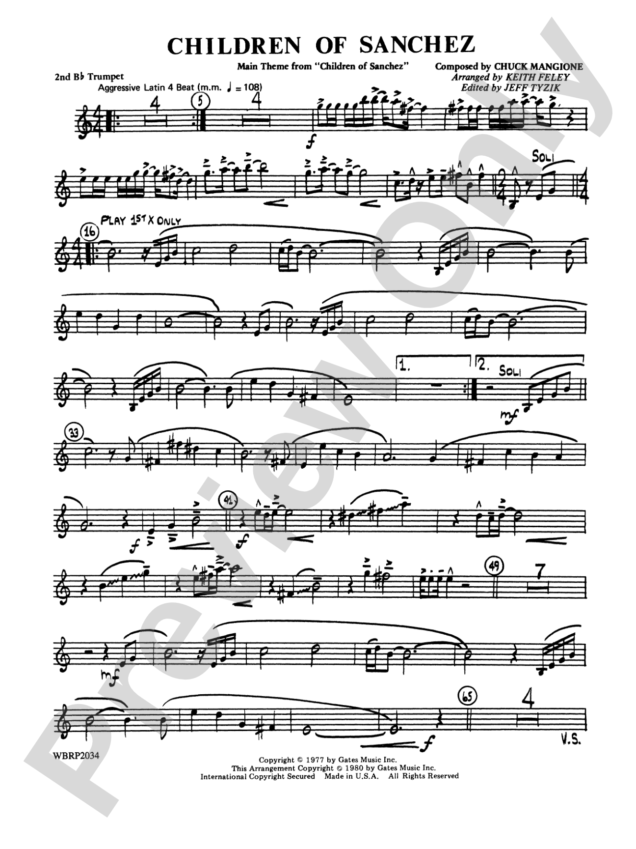 Children of Sanchez: 2nd B-flat Trumpet