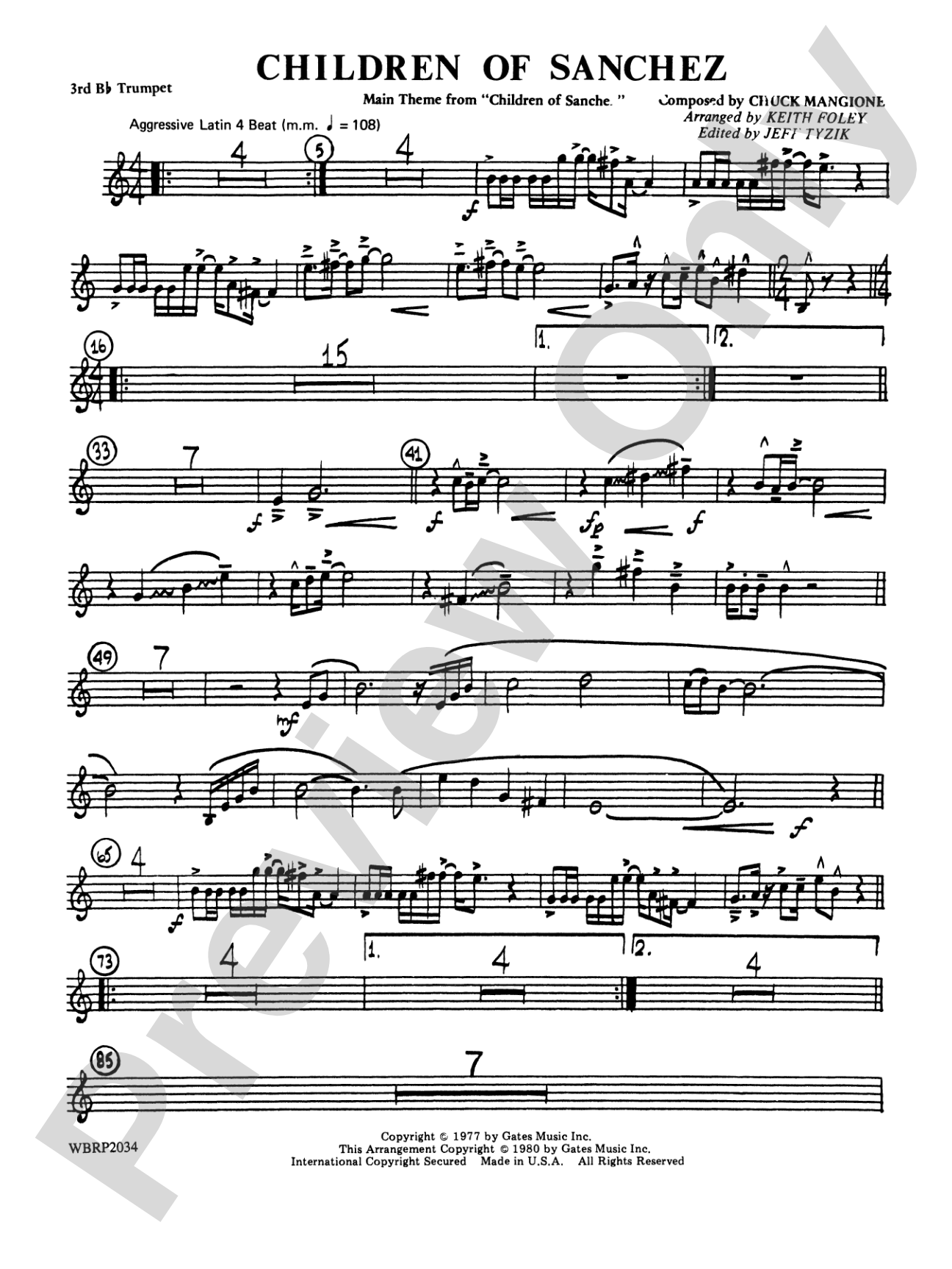 Children of Sanchez: 3rd B-flat Trumpet