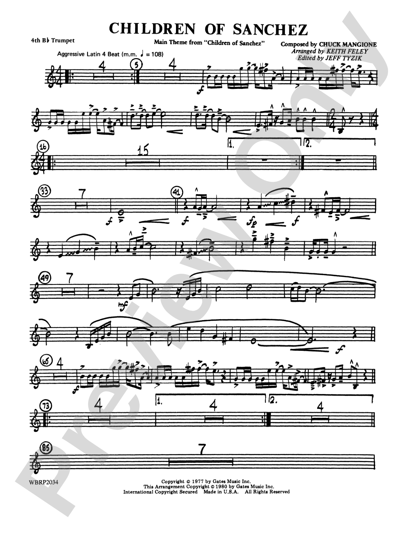 Children of Sanchez: 4th B-flat Trumpet