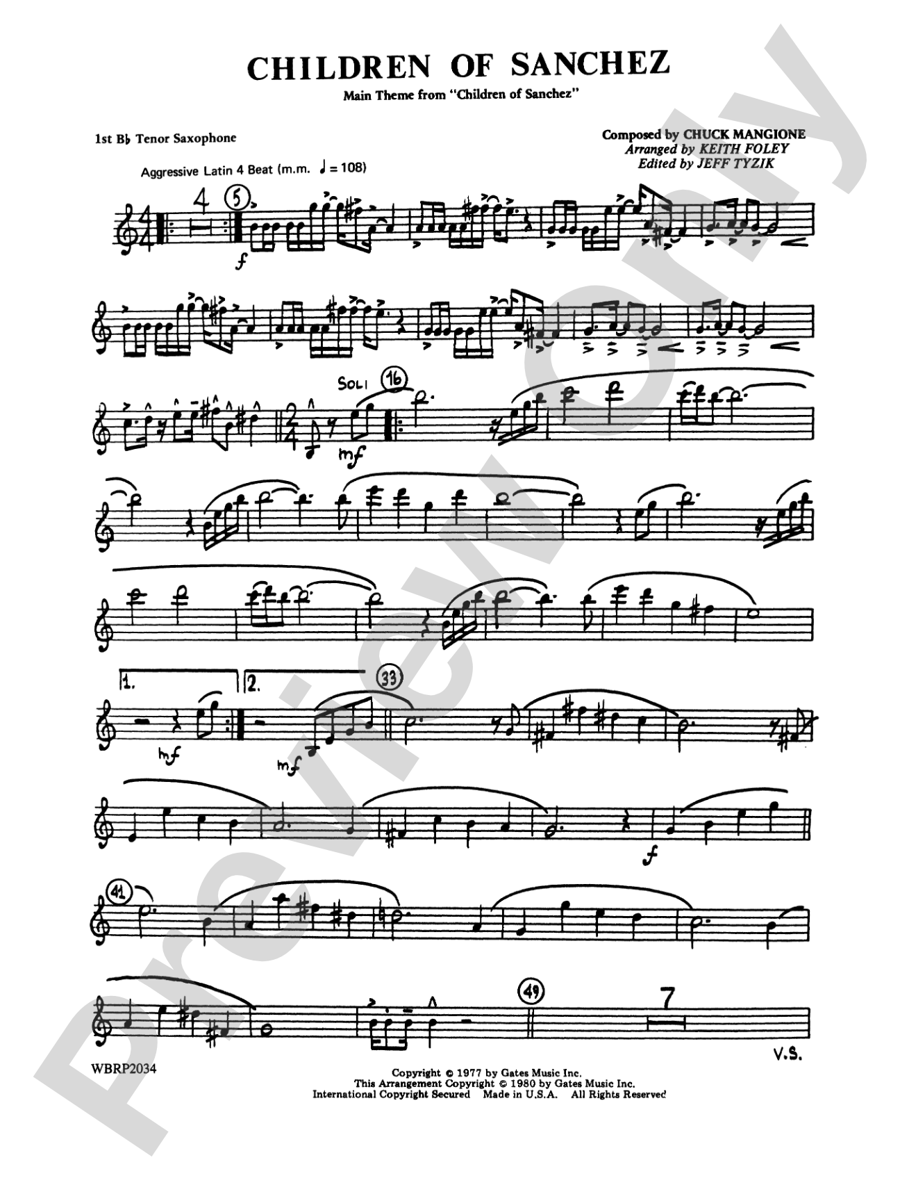 Children of Sanchez: B-flat Tenor Saxophone