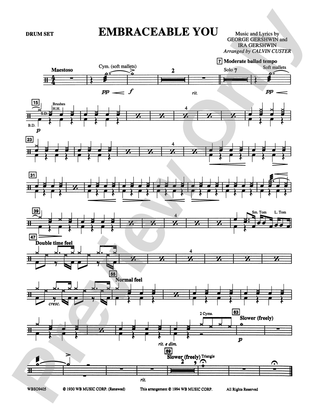 Embraceable You (featuring Flugelhorn Solo with Strings): Drums