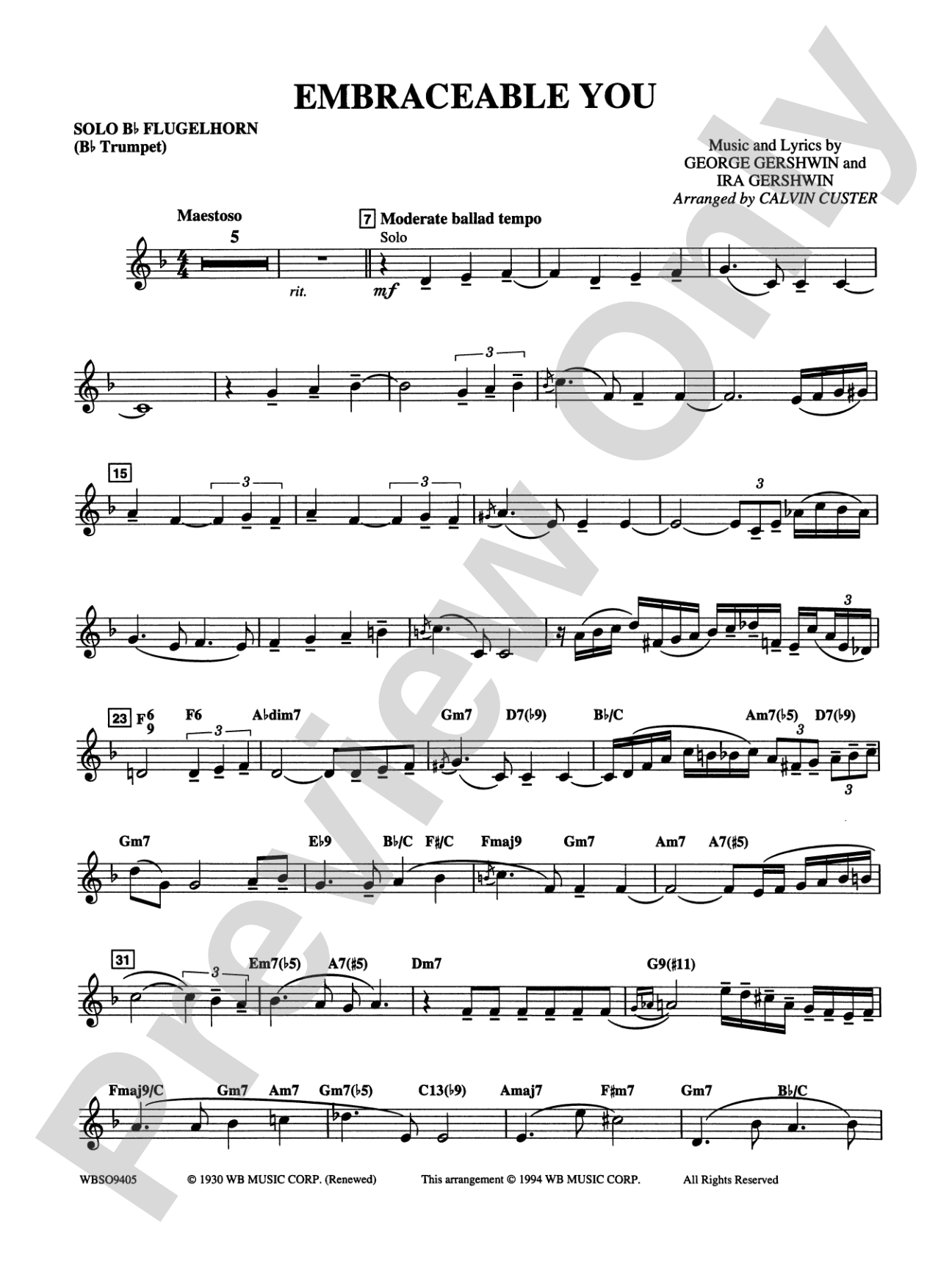 Embraceable You (featuring Flugelhorn Solo with Strings): 1st Flugel Horn