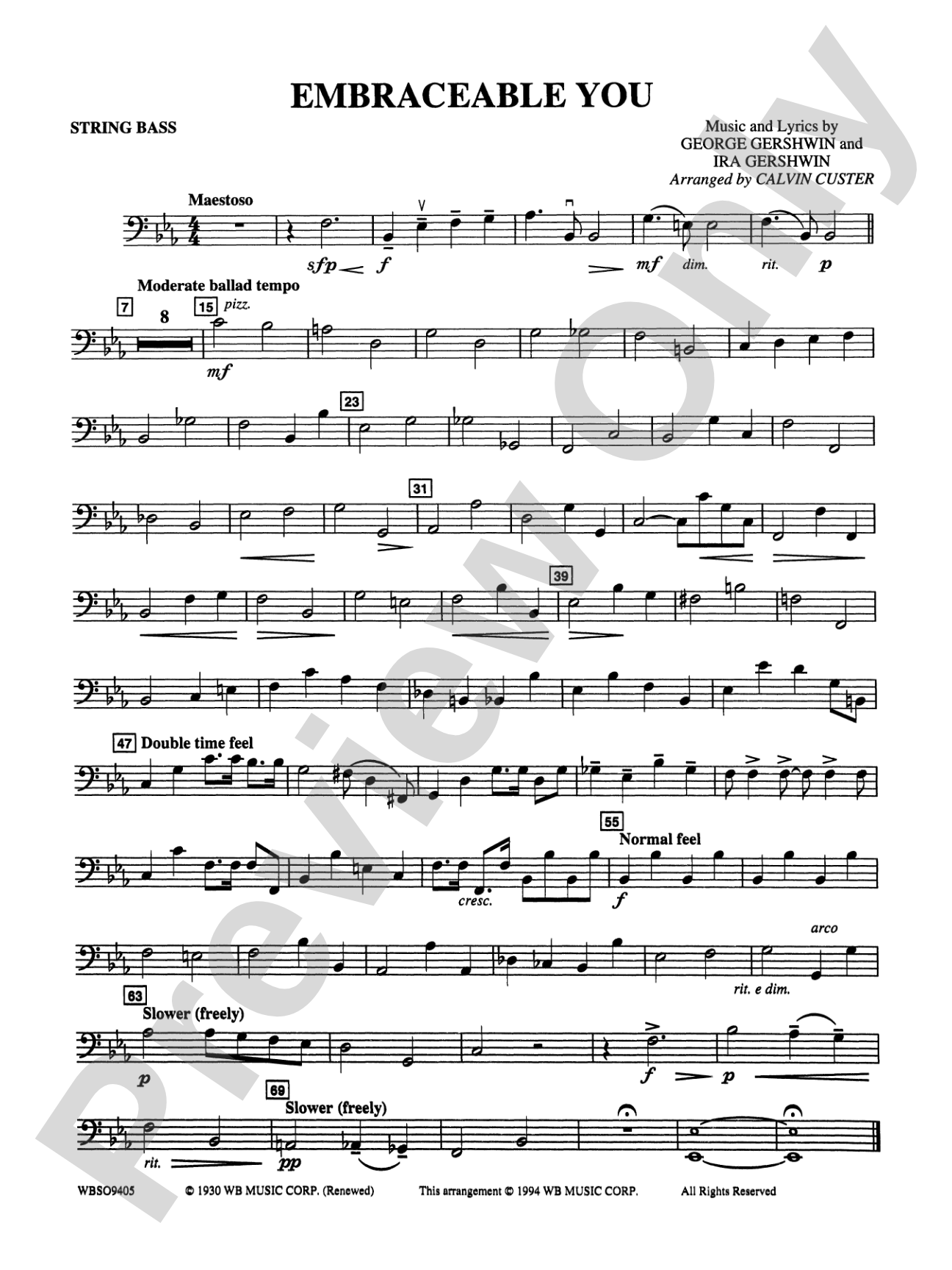 Embraceable You (featuring Flugelhorn Solo with Strings): String Bass