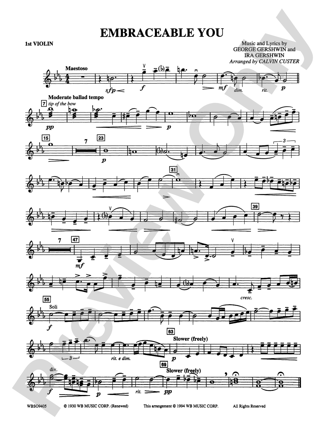 Embraceable You (featuring Flugelhorn Solo with Strings): 1st Violin