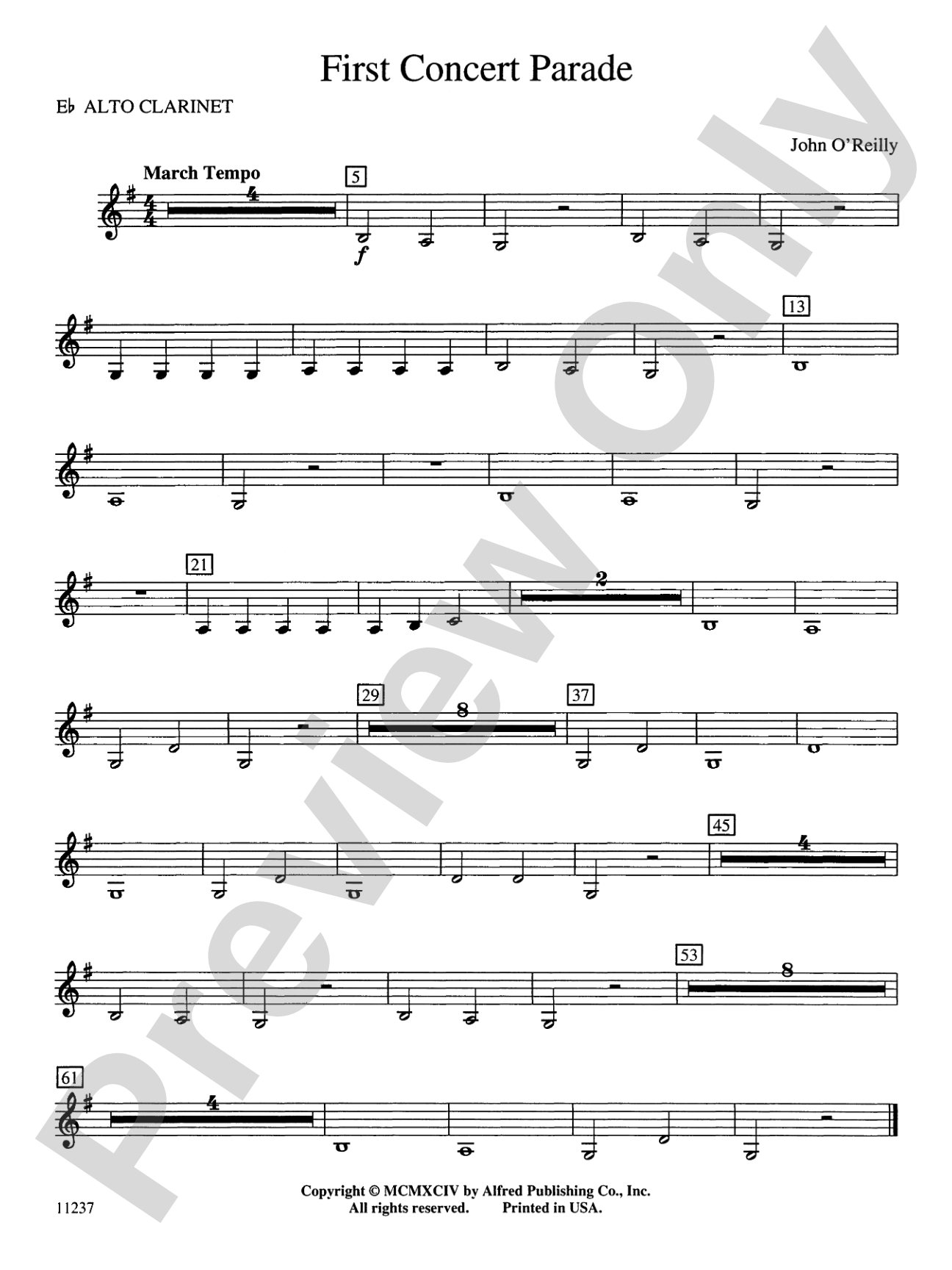 First Concert Parade: E-flat Alto Clarinet