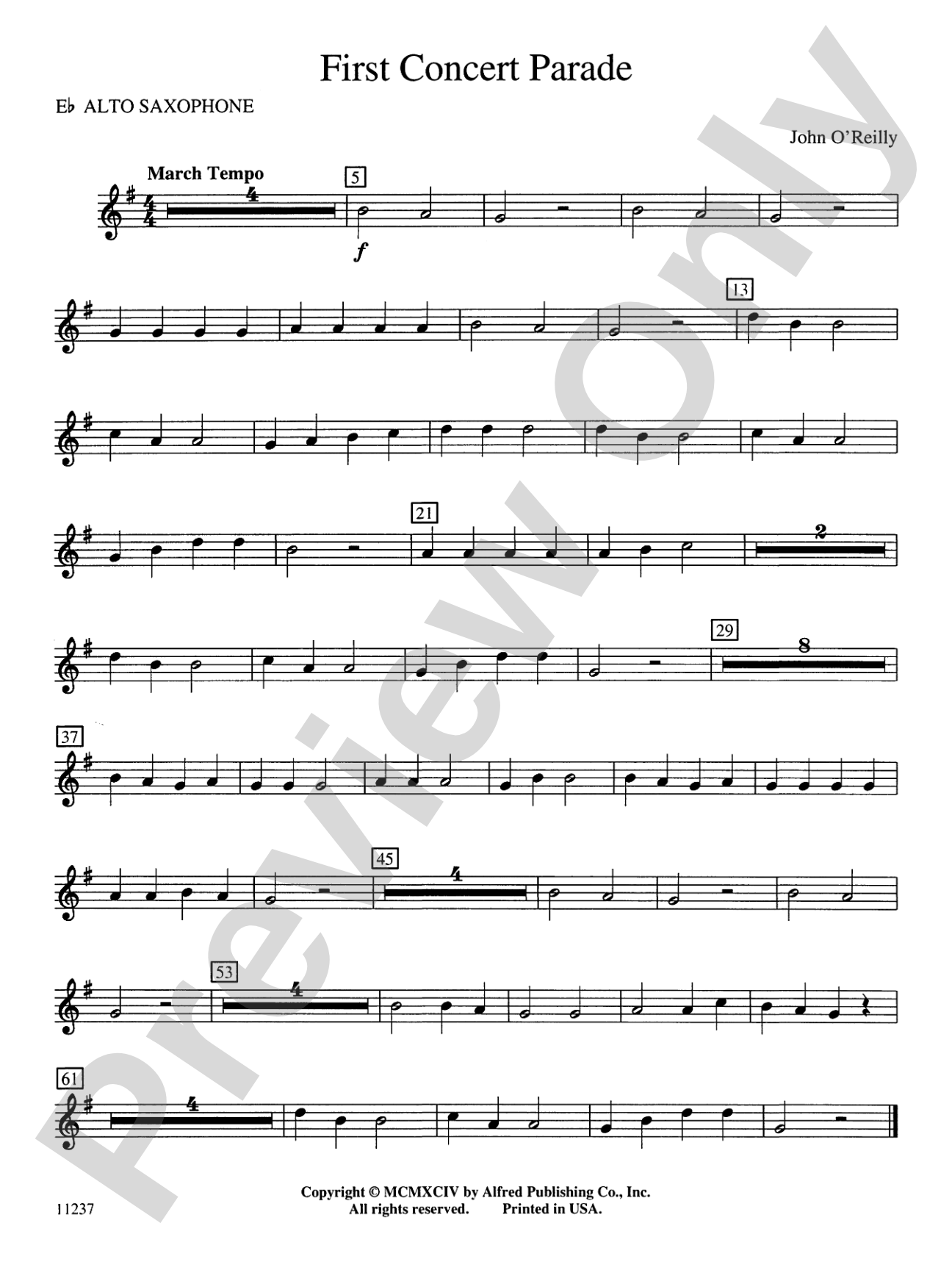 First Concert Parade: E-flat Alto Saxophone