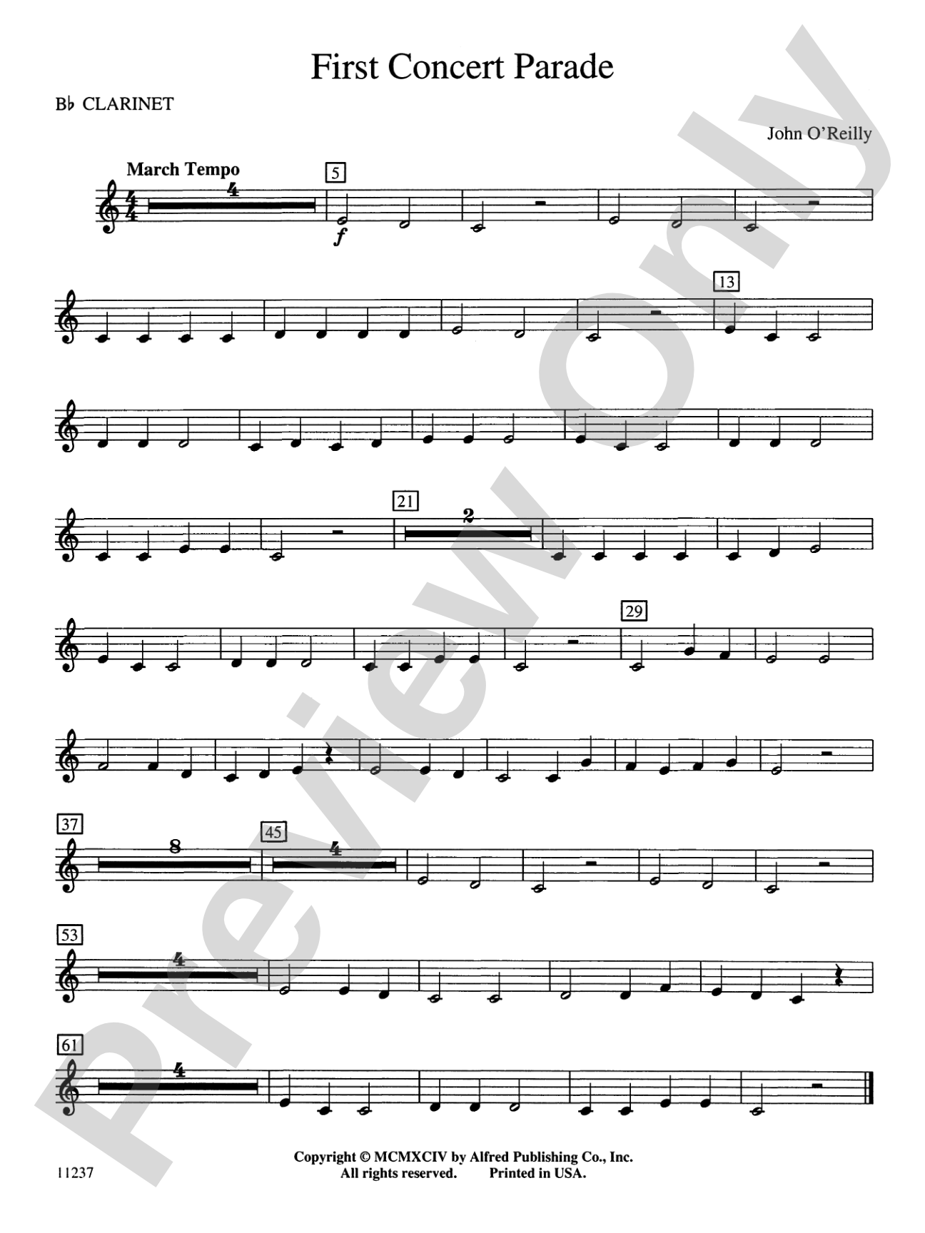 First Concert Parade: 1st B-flat Clarinet