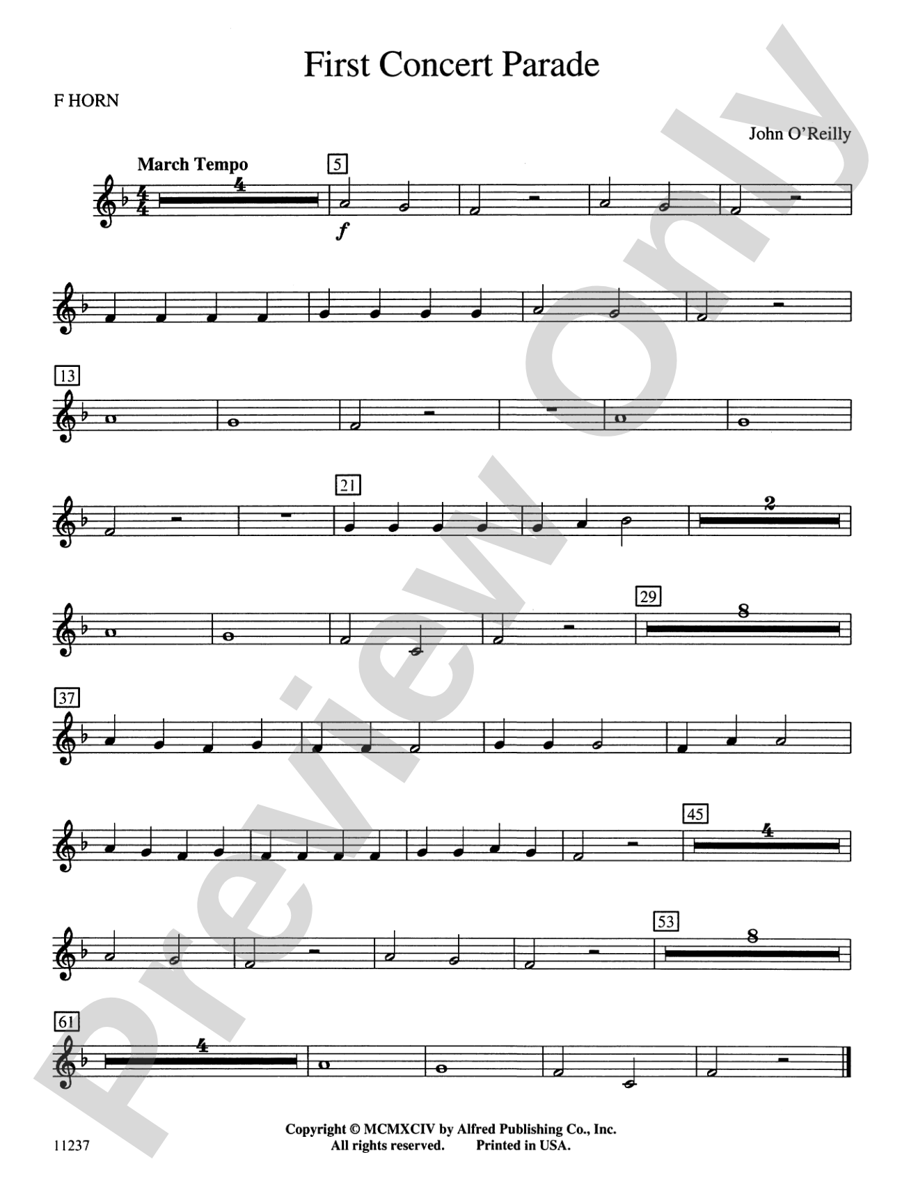 First Concert Parade: 1st F Horn