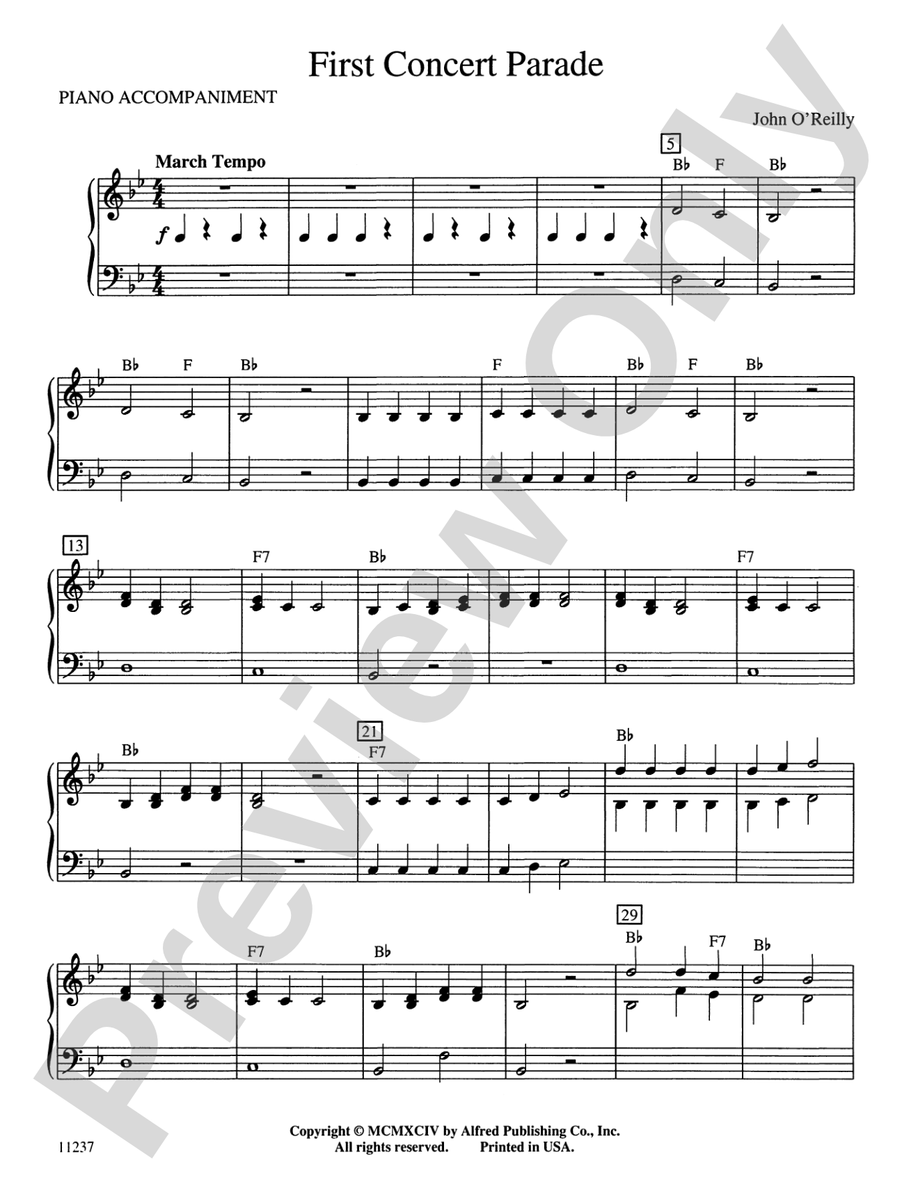 First Concert Parade: Piano Accompaniment