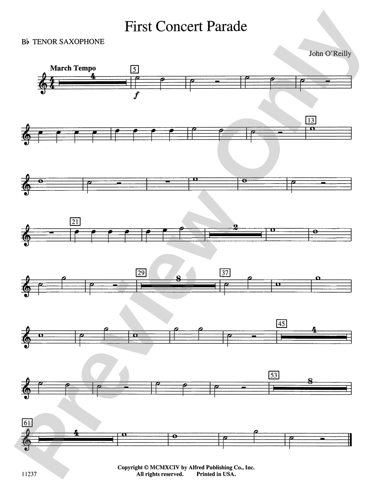 First Concert Parade: B-flat Tenor Saxophone