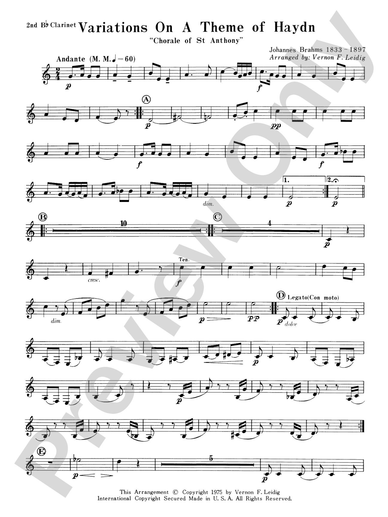 Variations on a Theme of Haydn: 2nd B-flat Clarinet