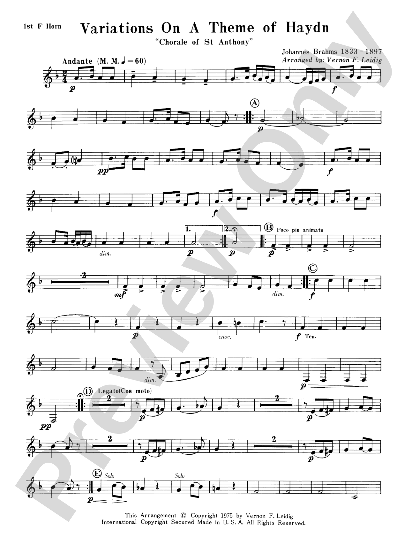 Variations on a Theme of Haydn: 1st F Horn