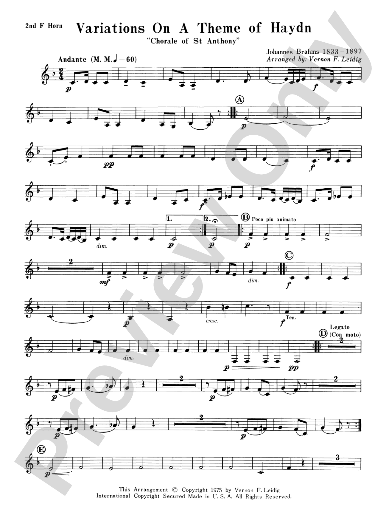 Variations on a Theme of Haydn: 2nd F Horn