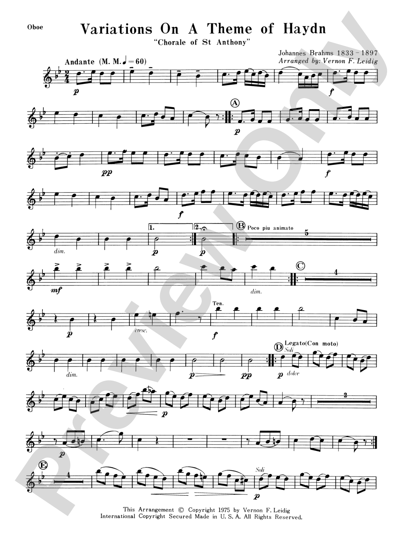 Variations on a Theme of Haydn: Oboe