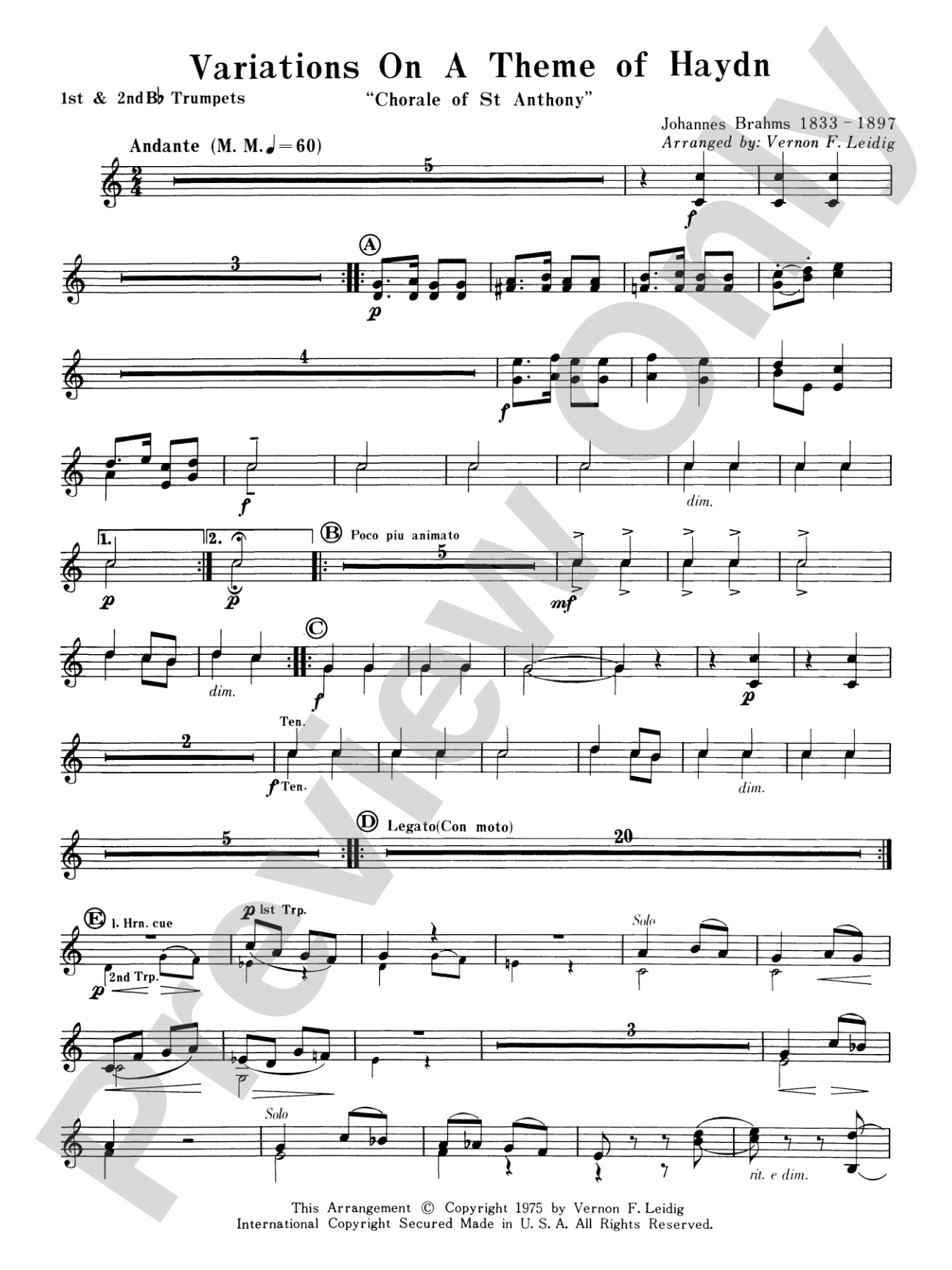 Variations on a Theme of Haydn: 1st & 2nd B-flat Trumpets