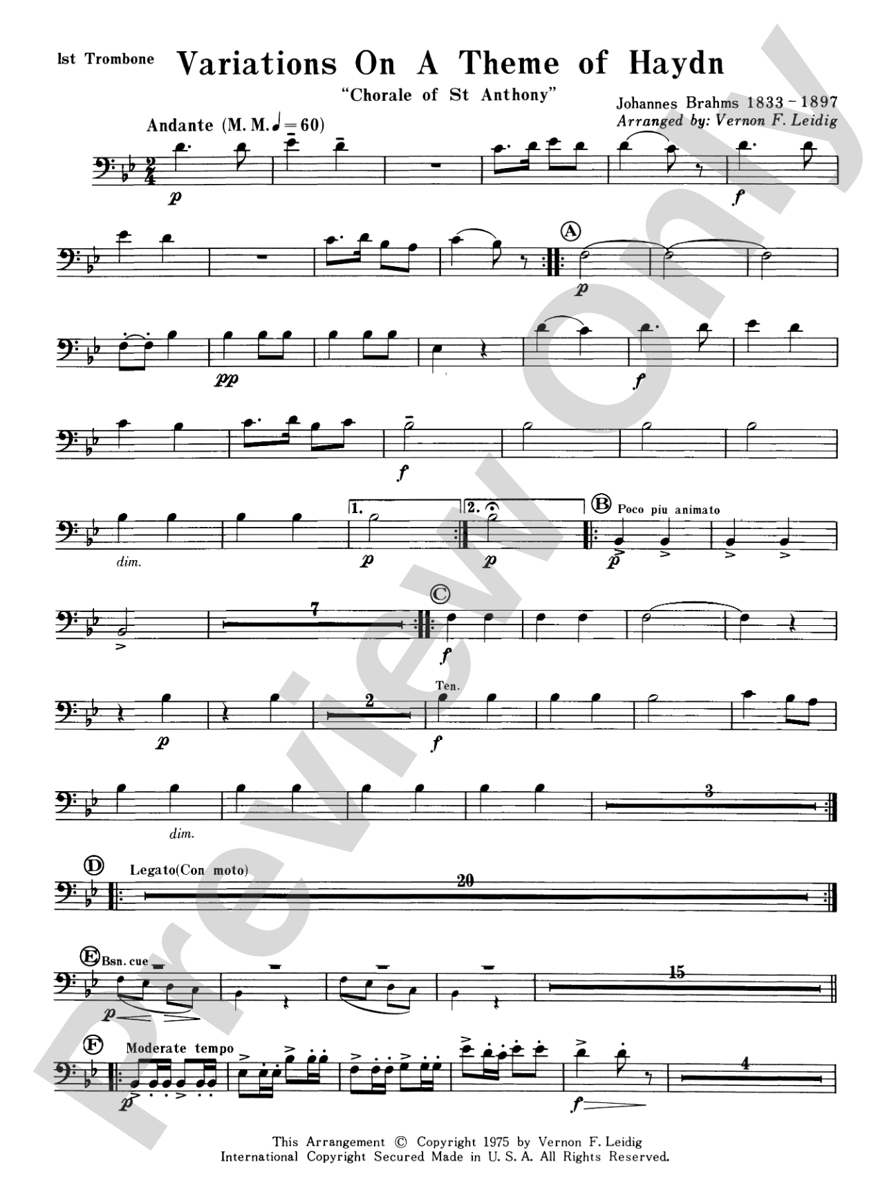 Variations on a Theme of Haydn: 1st Trombone