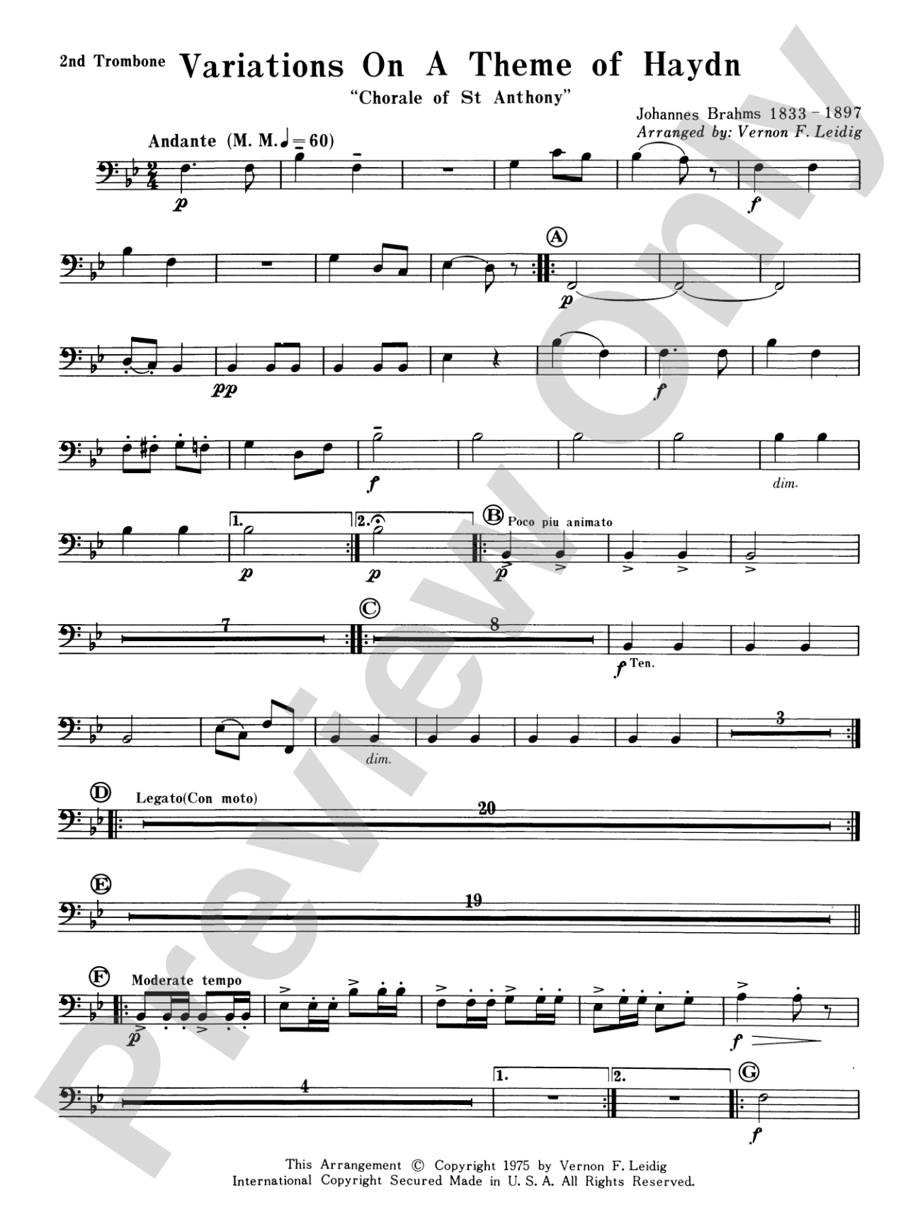 Variations on a Theme of Haydn: 2nd Trombone