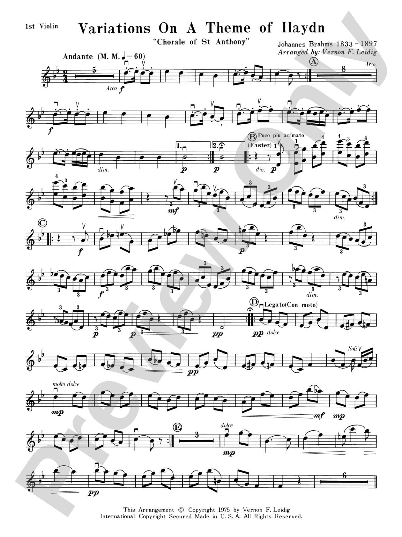 Variations on a Theme of Haydn: 1st Violin