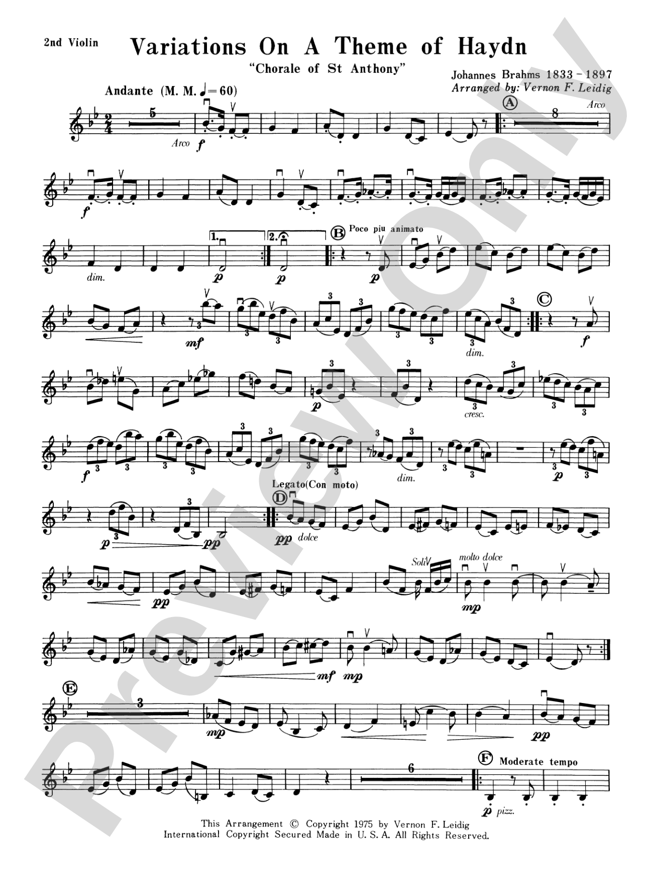 Variations on a Theme of Haydn: 2nd Violin