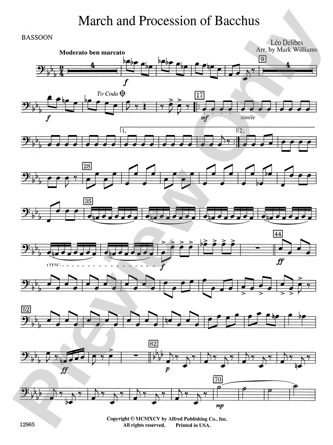 March and Procession of Bacchus: Bassoon