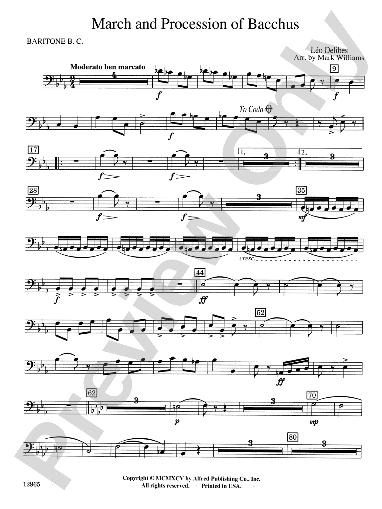 March and Procession of Bacchus: Baritone B.C.