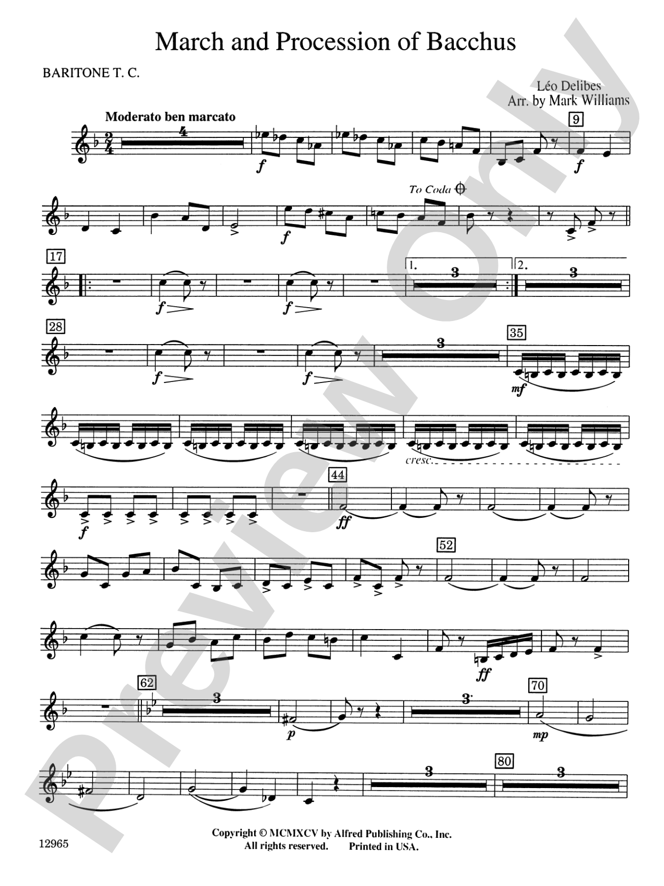 March and Procession of Bacchus: Baritone T.C.