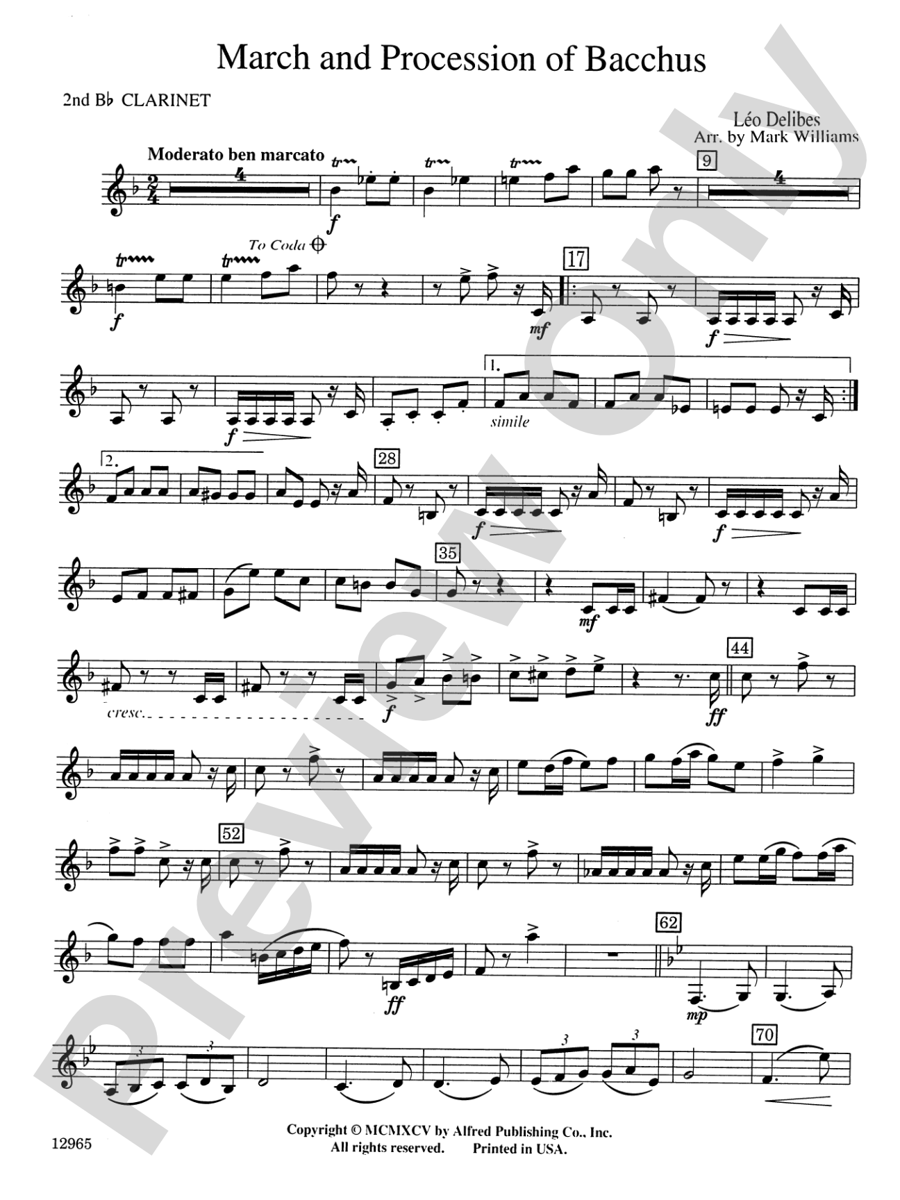 March and Procession of Bacchus: 2nd B-flat Clarinet