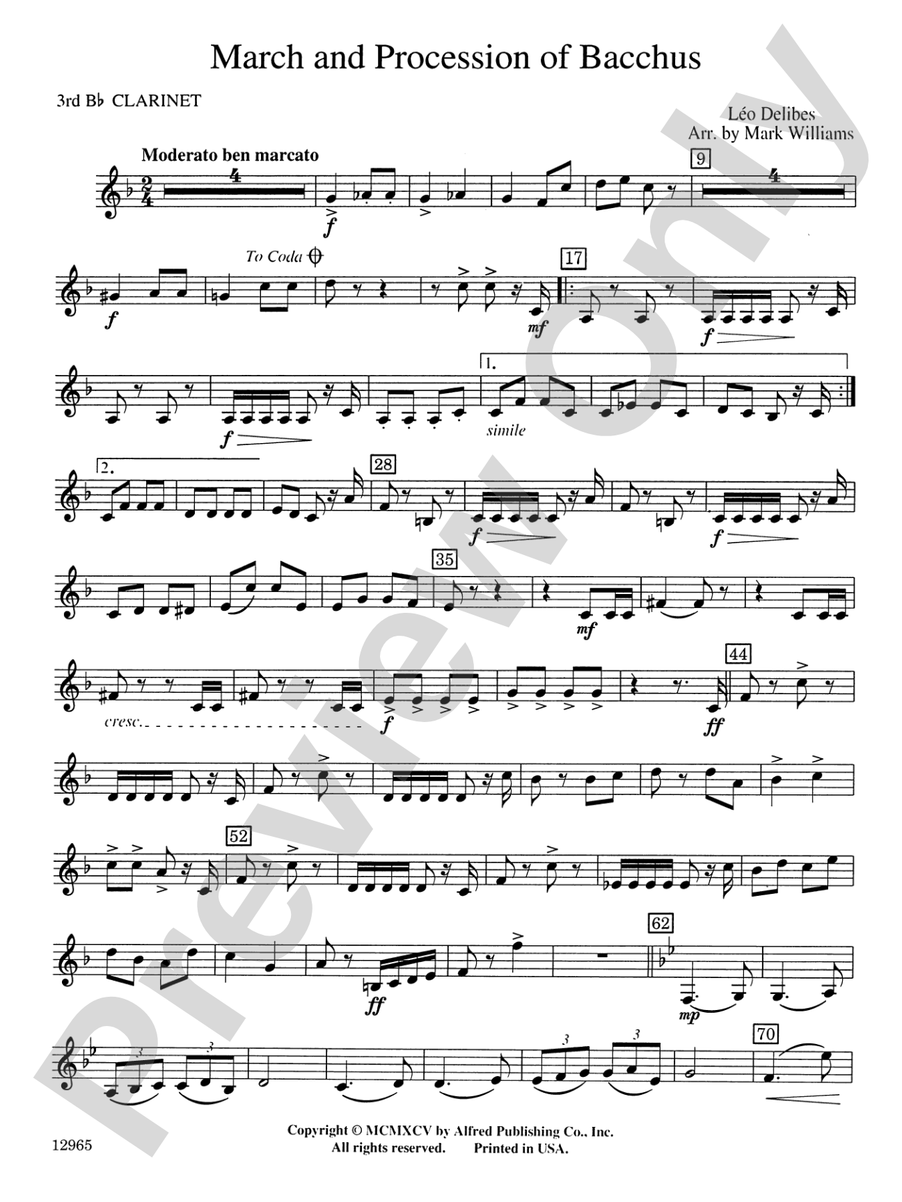 March and Procession of Bacchus: 3rd B-flat Clarinet