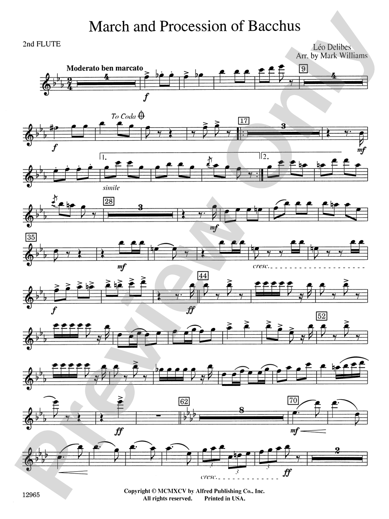 March and Procession of Bacchus: 2nd Flute
