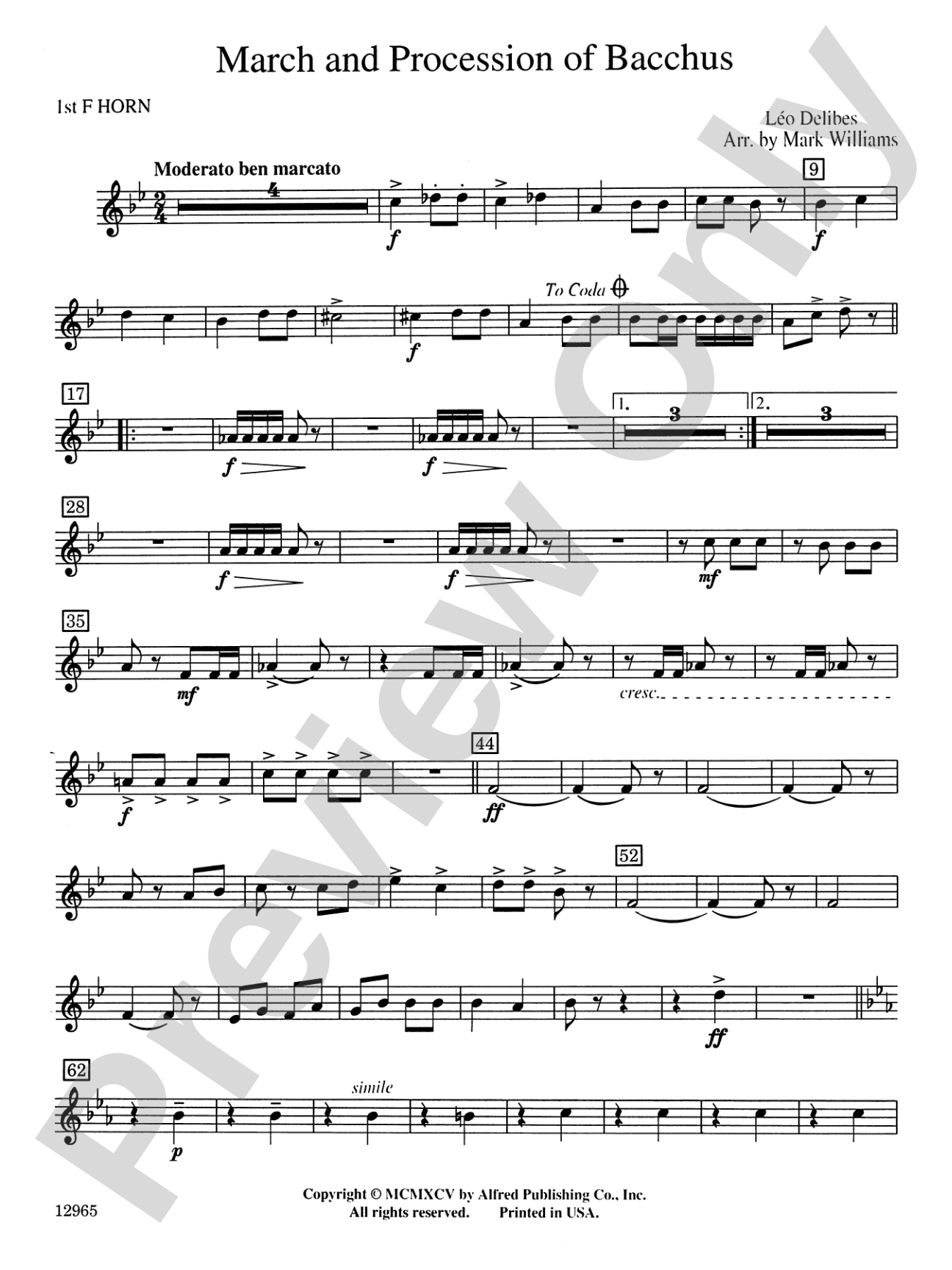 March and Procession of Bacchus: 1st F Horn