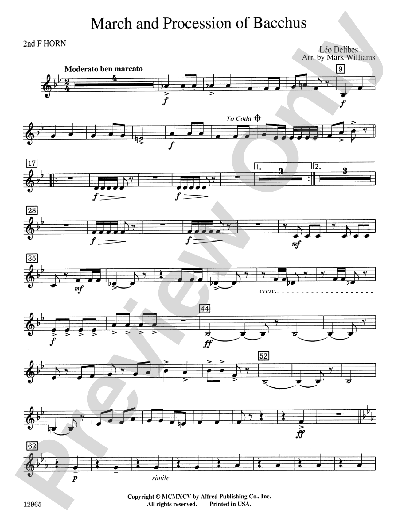 March and Procession of Bacchus: 2nd F Horn