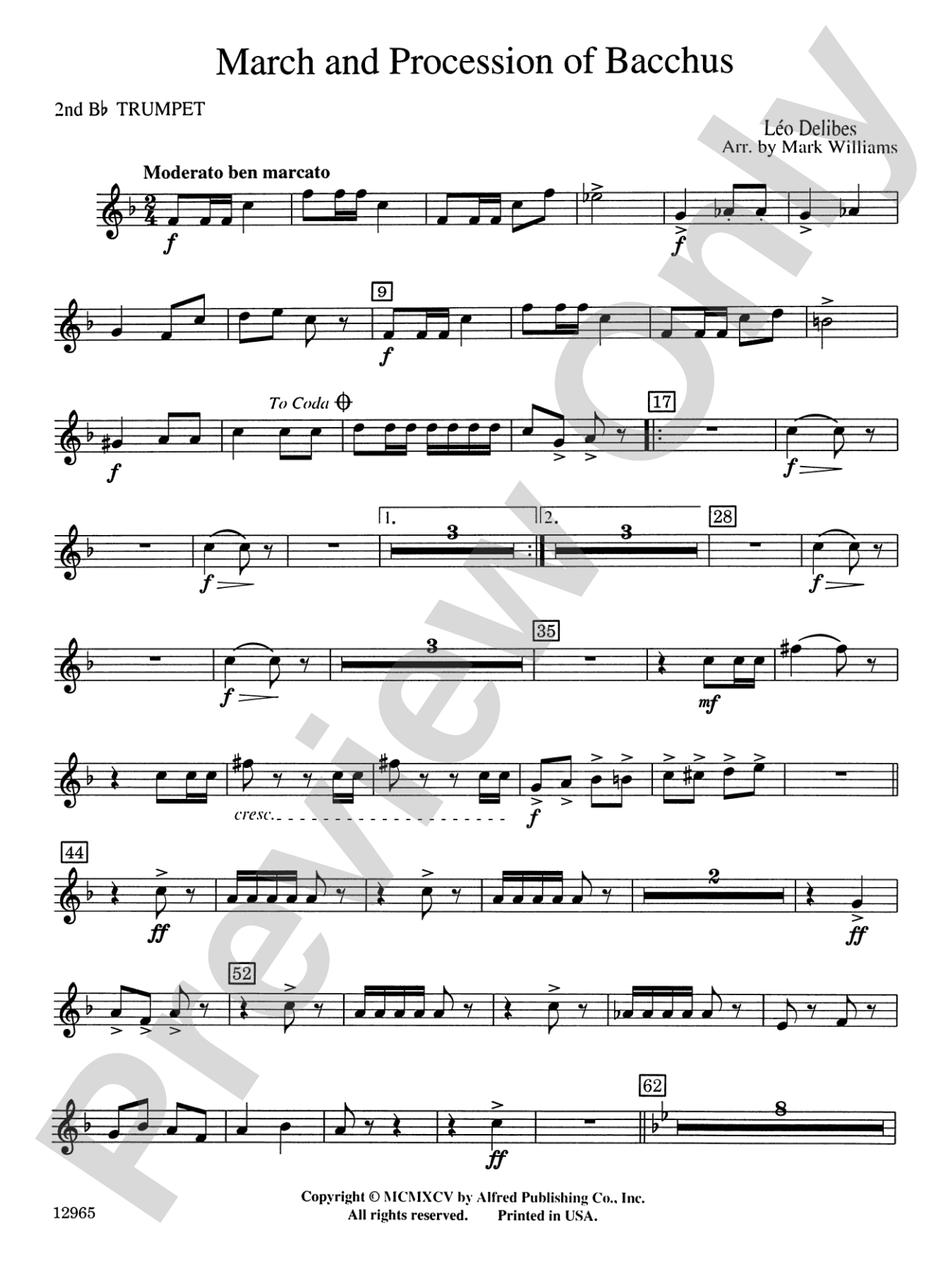 March and Procession of Bacchus: 1st B-flat Trumpet