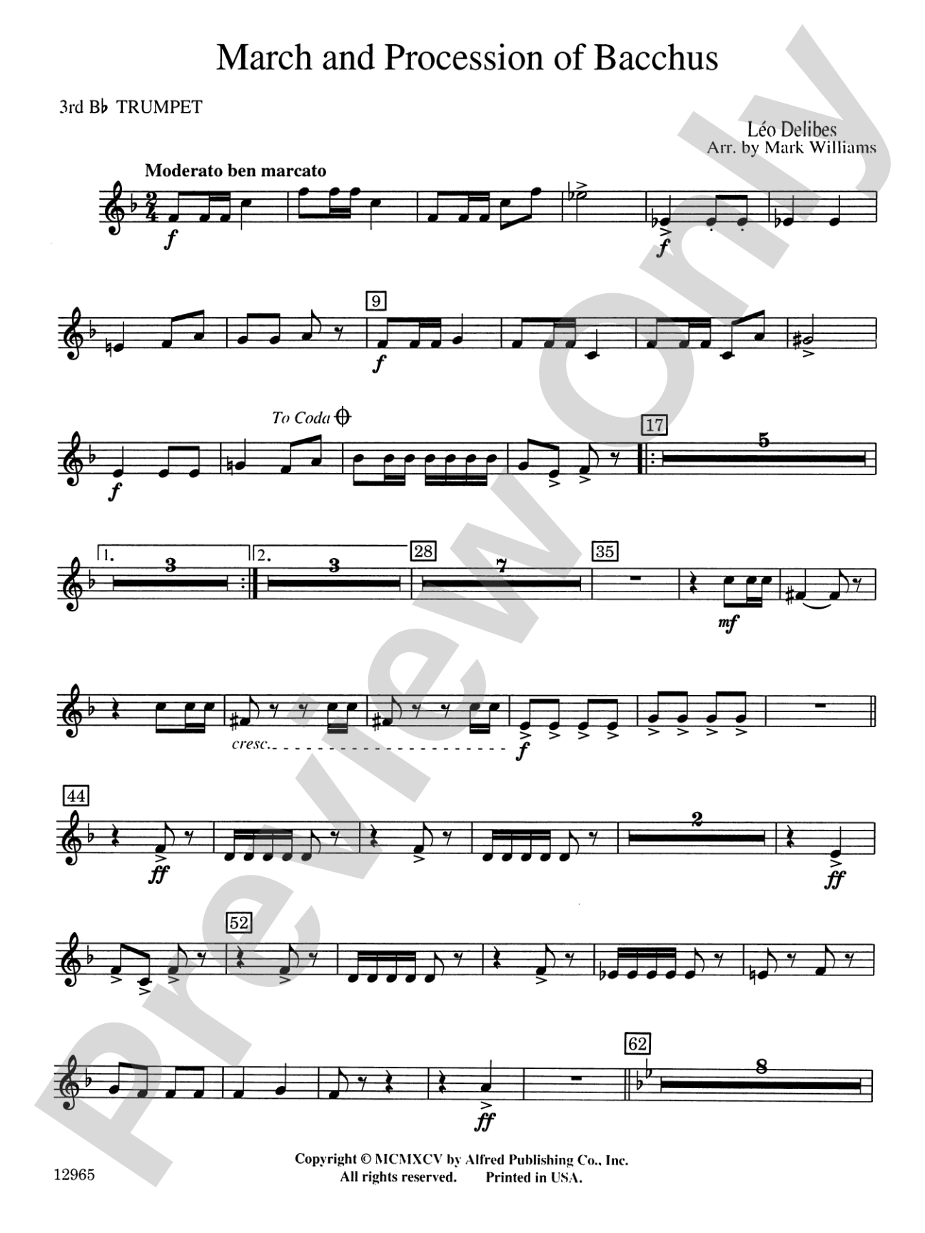 March and Procession of Bacchus: 3rd B-flat Trumpet